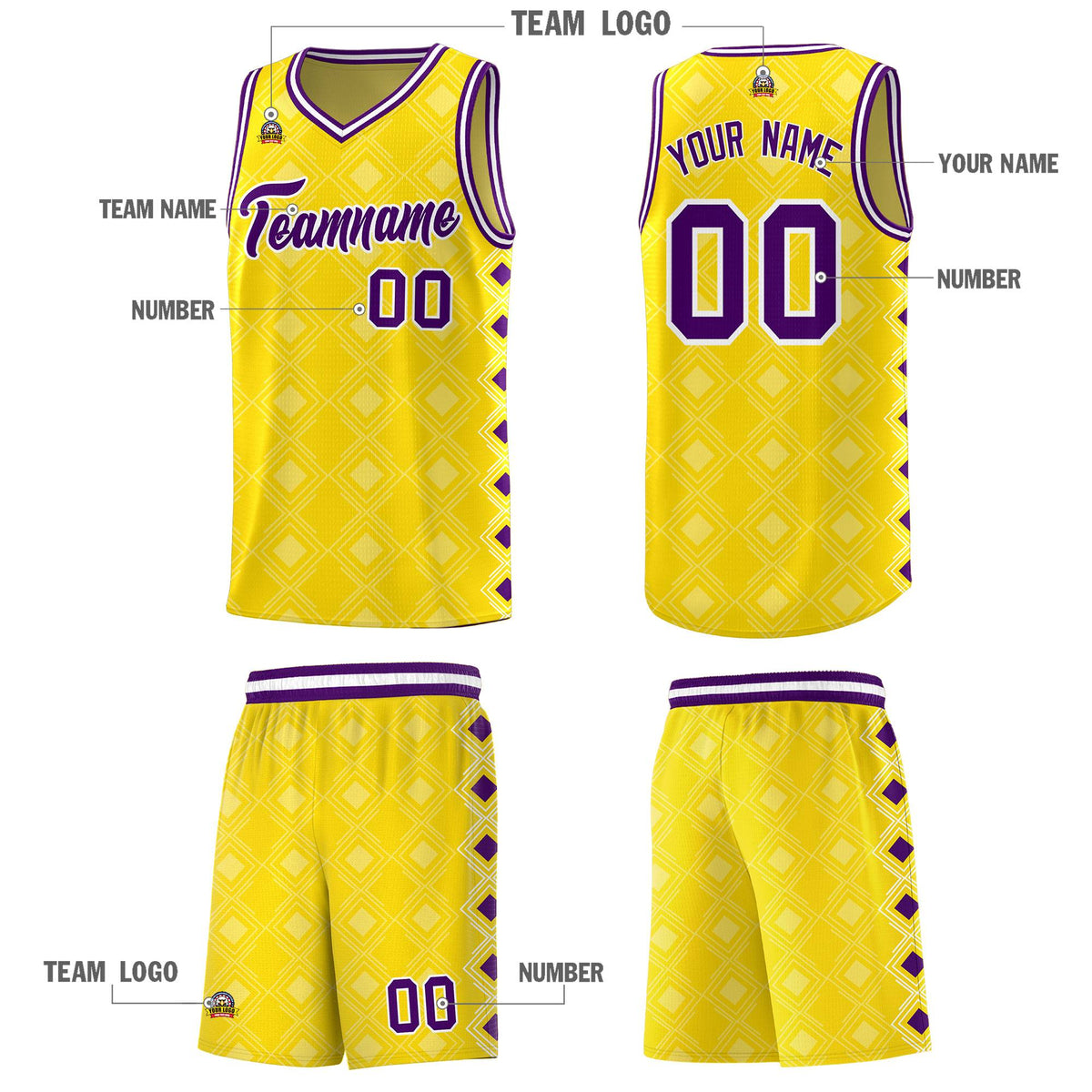 Custom Gold Side Blocks Sports Uniform Basketball Jersey|KXKSHOP