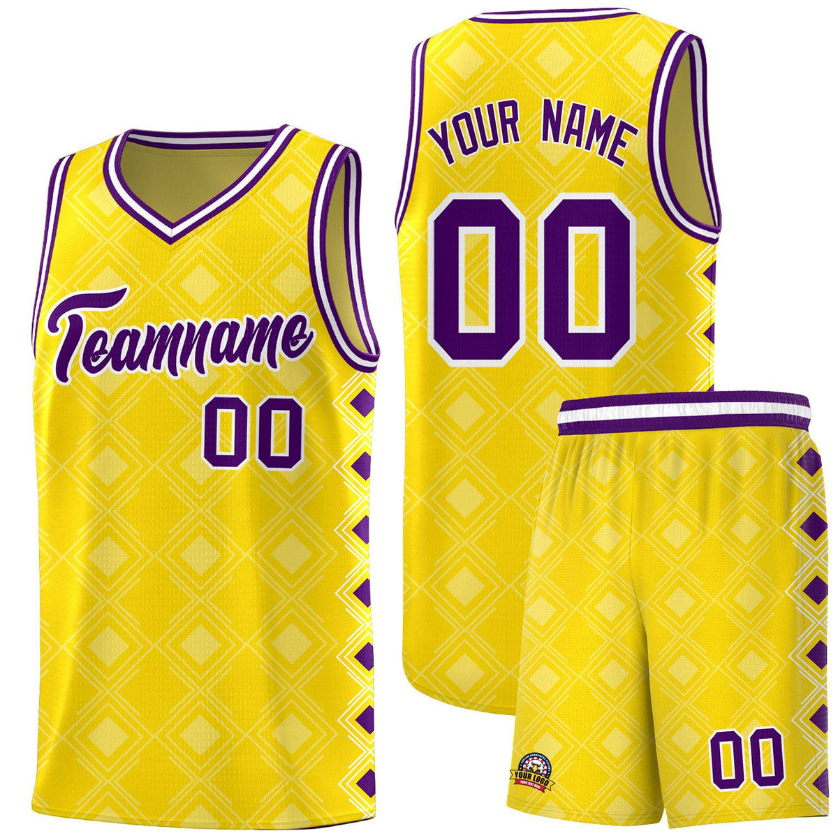Custom Gold Side Blocks Sports Uniform Basketball Jersey|KXKSHOP