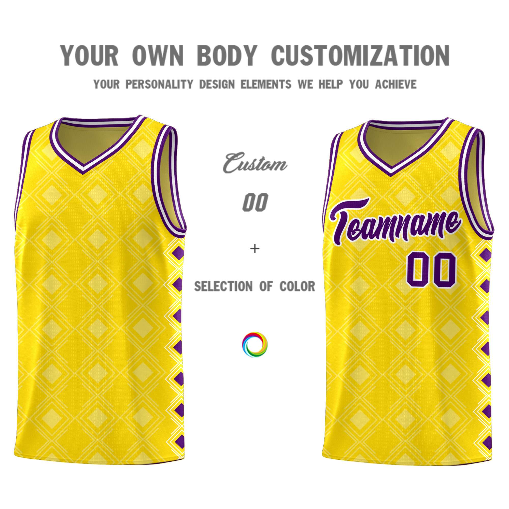 Custom Gold Side Blocks Sports Uniform Basketball Jersey|KXKSHOP