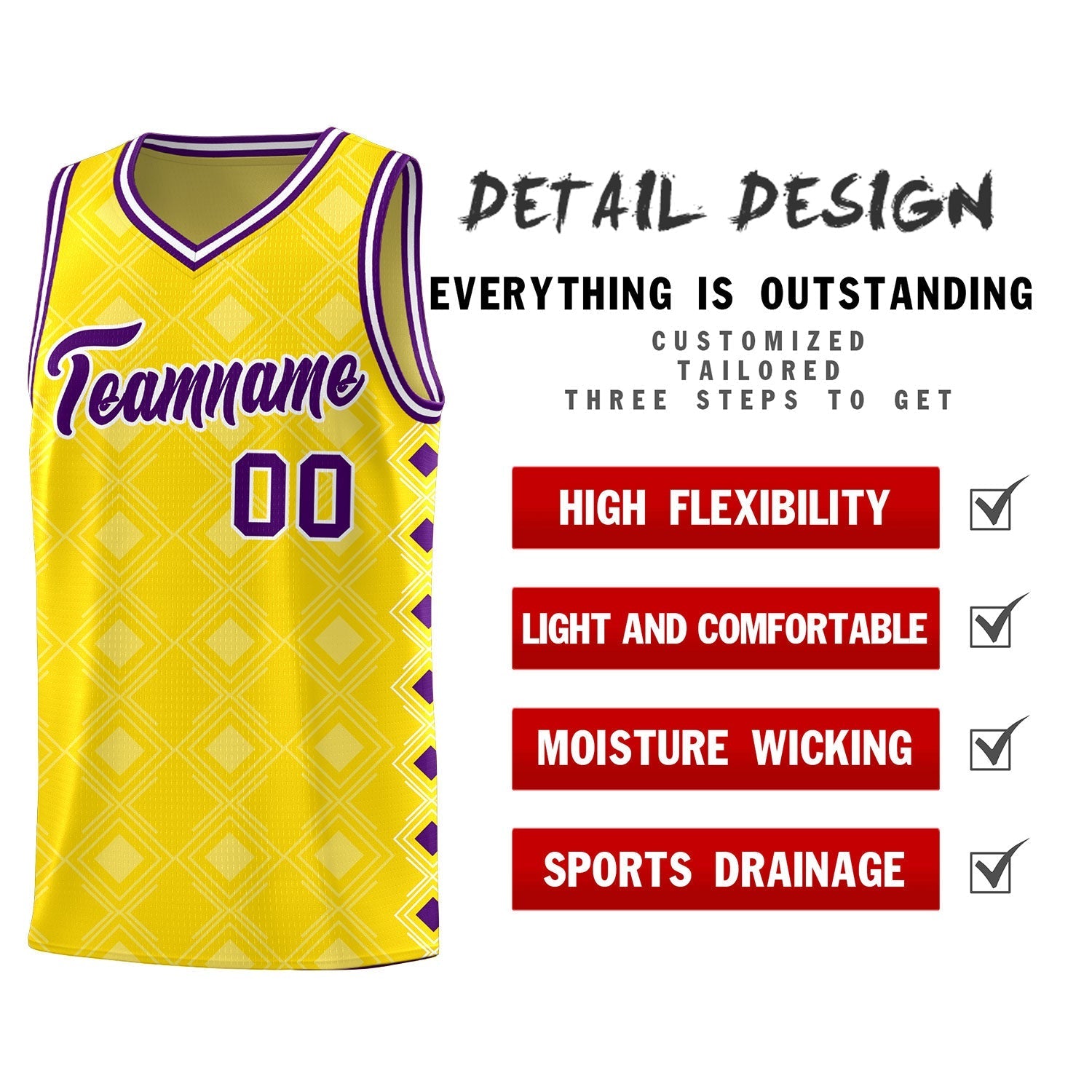 Custom Gold Side Blocks Sports Uniform Basketball Jersey|KXKSHOP