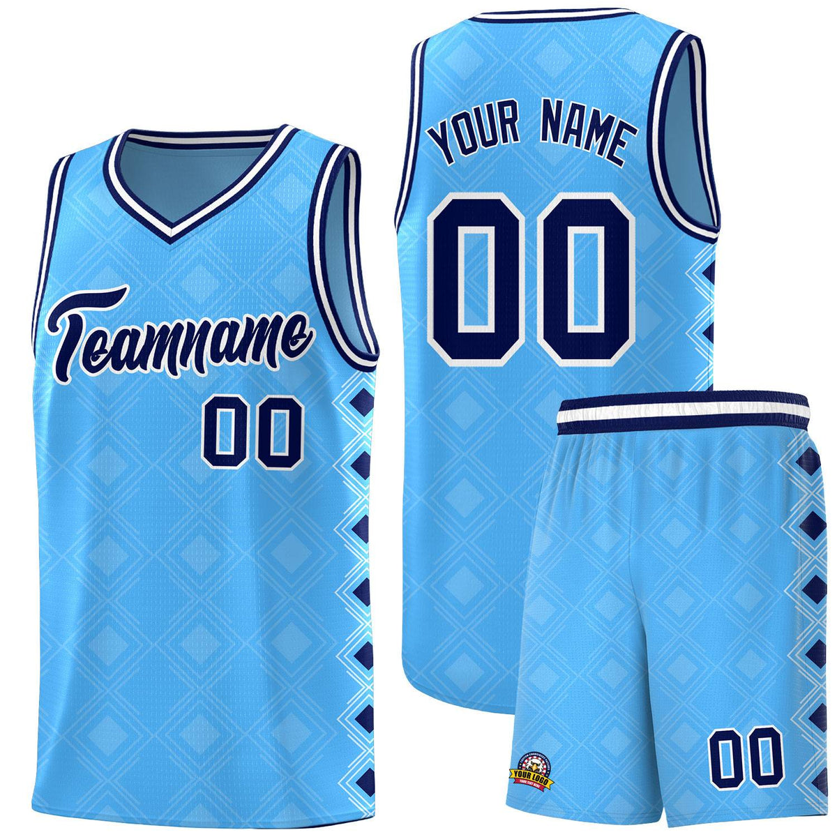 Custom Light Blue Side Blocks Sports Uniform Basketball Jersey|KXKSHOP