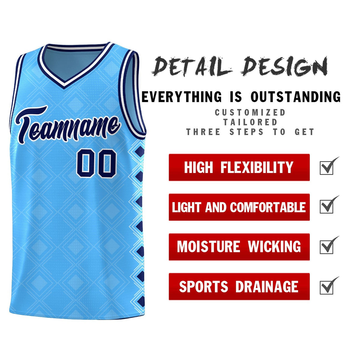Custom Light Blue Side Blocks Sports Uniform Basketball Jersey|KXKSHOP
