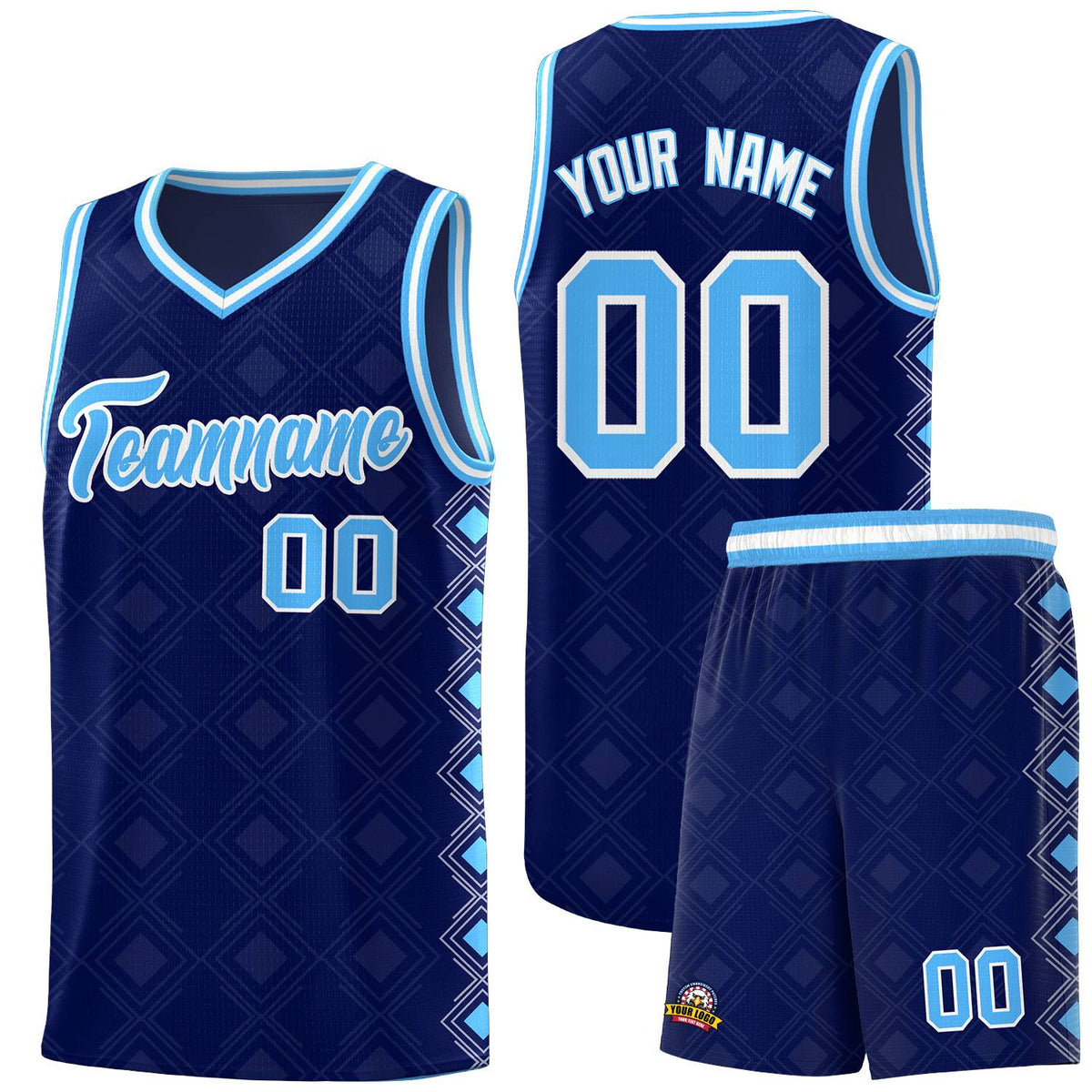 Custom Navy Side Blocks Sports Uniform Basketball Jersey|KXKSHOP
