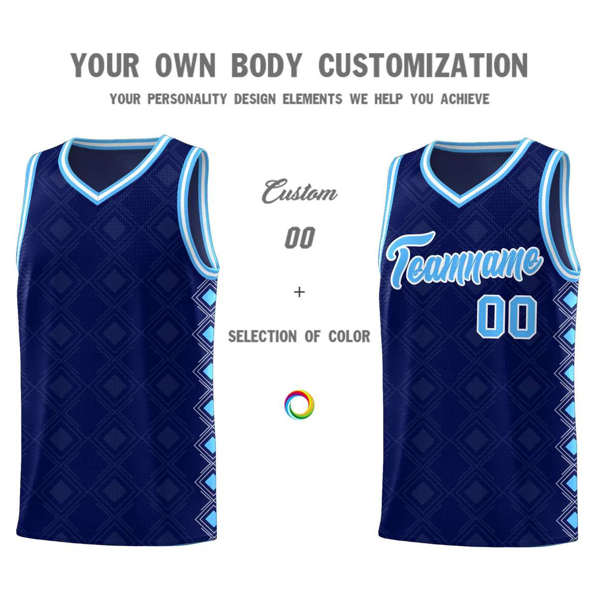 Custom Navy Side Blocks Sports Uniform Basketball Jersey|KXKSHOP