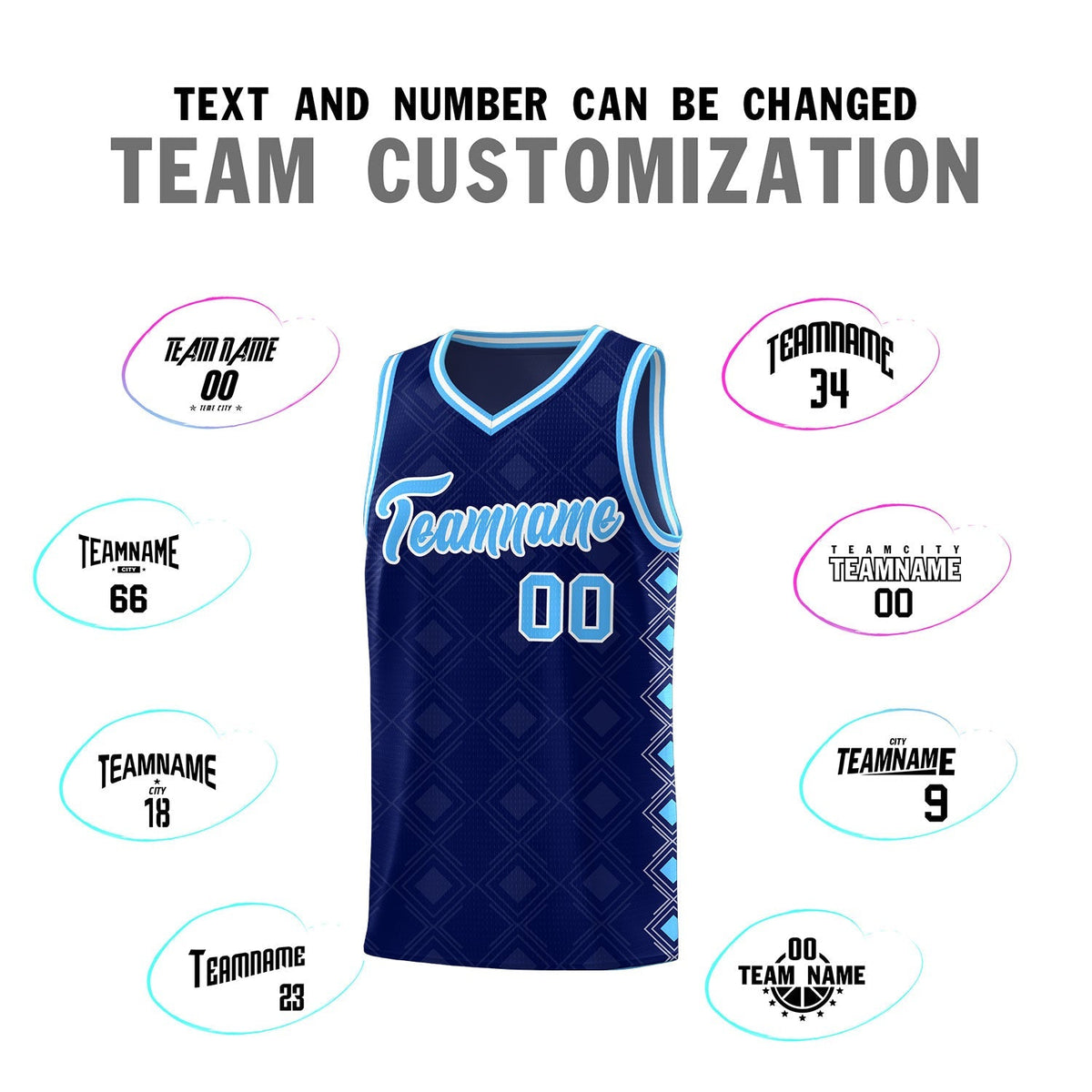 Custom Navy Side Blocks Sports Uniform Basketball Jersey|KXKSHOP