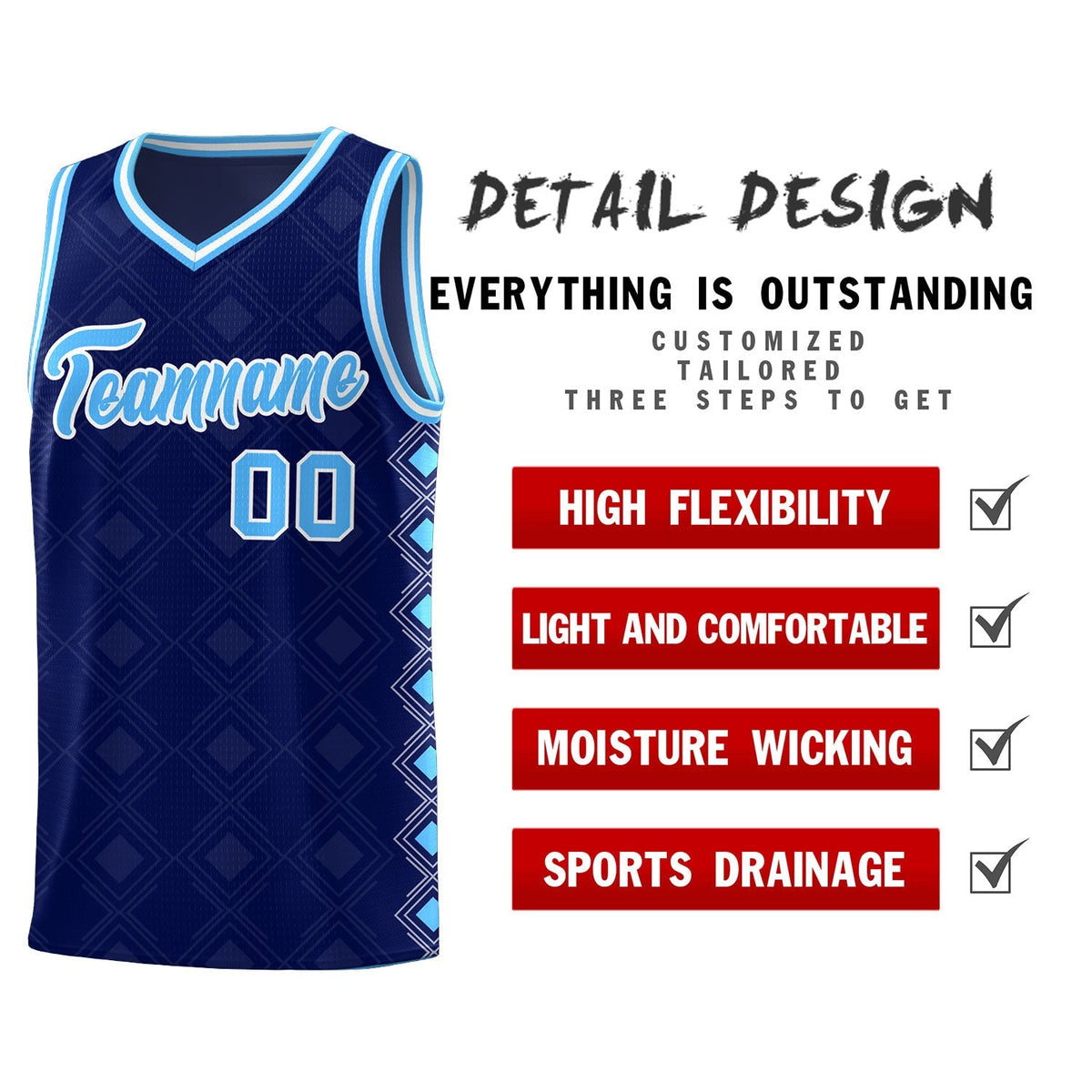 Custom Navy Side Blocks Sports Uniform Basketball Jersey|KXKSHOP