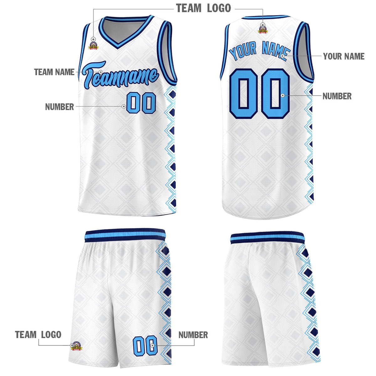 Custom White Side Blocks Sports Uniform Basketball Jersey|KXKSHOP