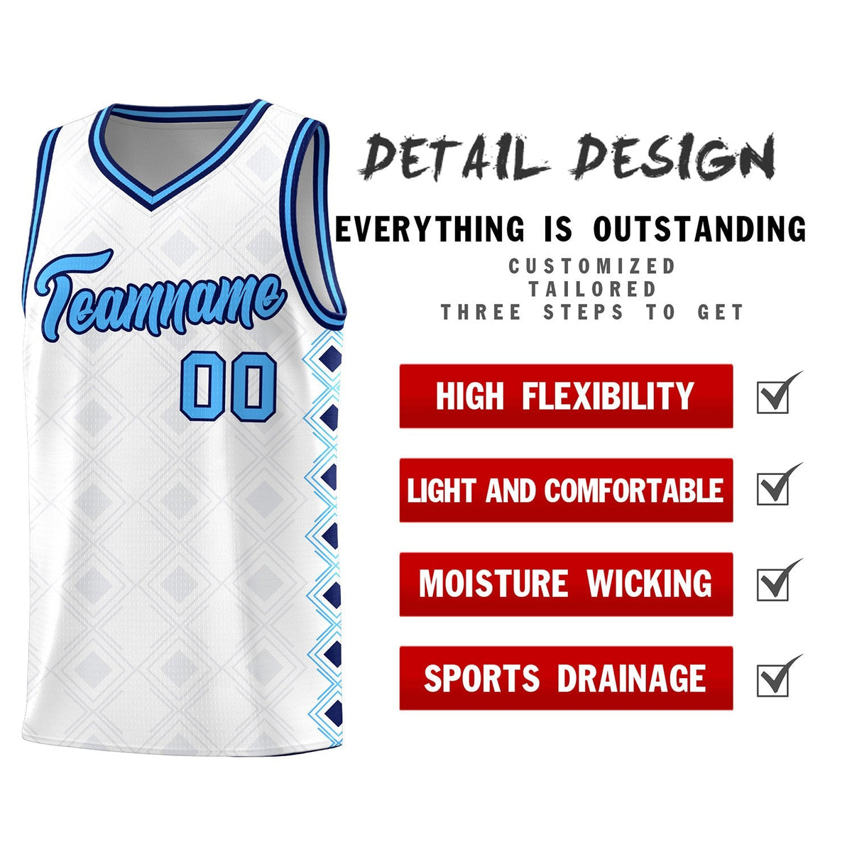 Custom White Side Blocks Sports Uniform Basketball Jersey|KXKSHOP