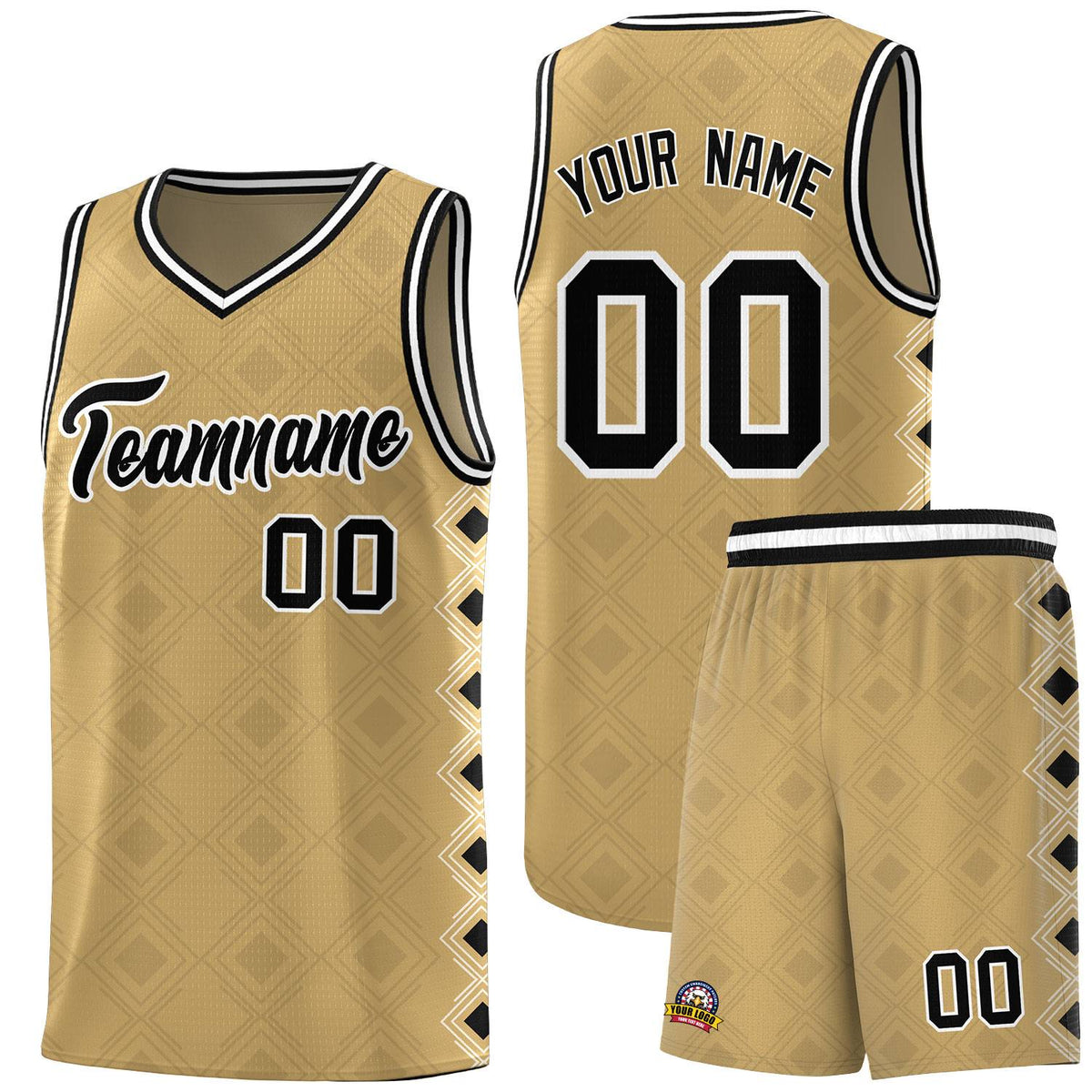 Custom Old Gold Side Blocks Sports Uniform Basketball Jersey|KXKSHOP