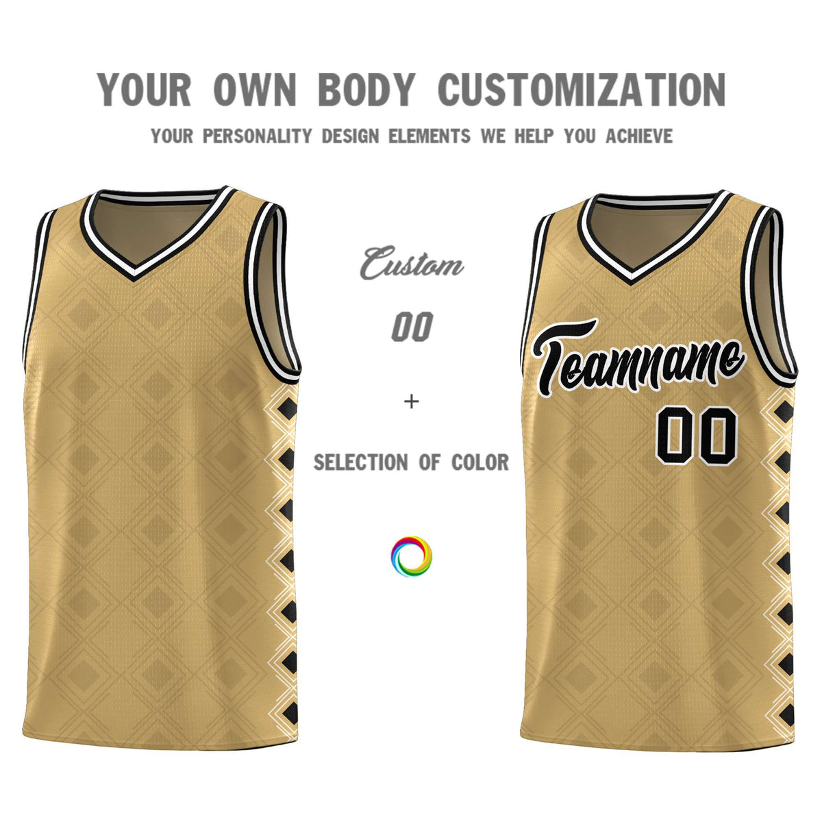 Custom Old Gold Side Blocks Sports Uniform Basketball Jersey|KXKSHOP