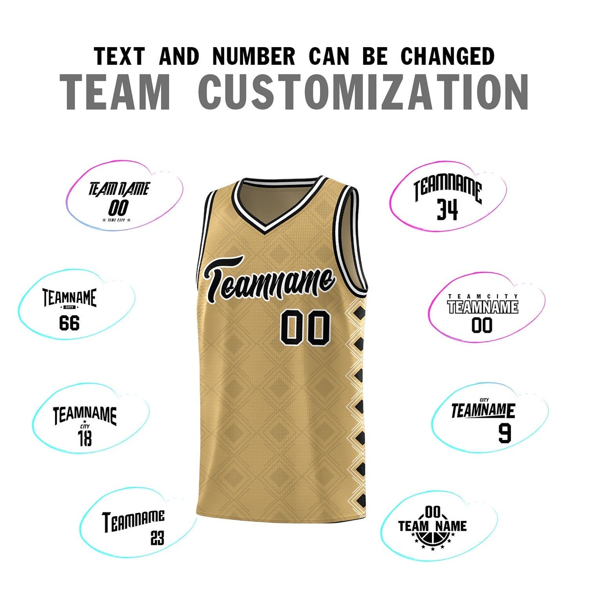 Custom Old Gold Side Blocks Sports Uniform Basketball Jersey|KXKSHOP