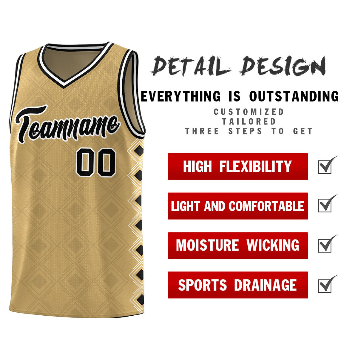 Custom Old Gold Side Blocks Sports Uniform Basketball Jersey|KXKSHOP