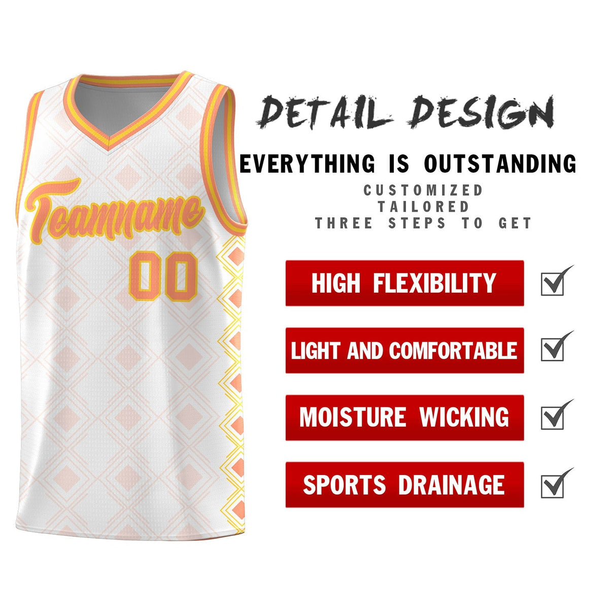 Custom White Side Blocks Sports Uniform Basketball Jersey|KXKSHOP
