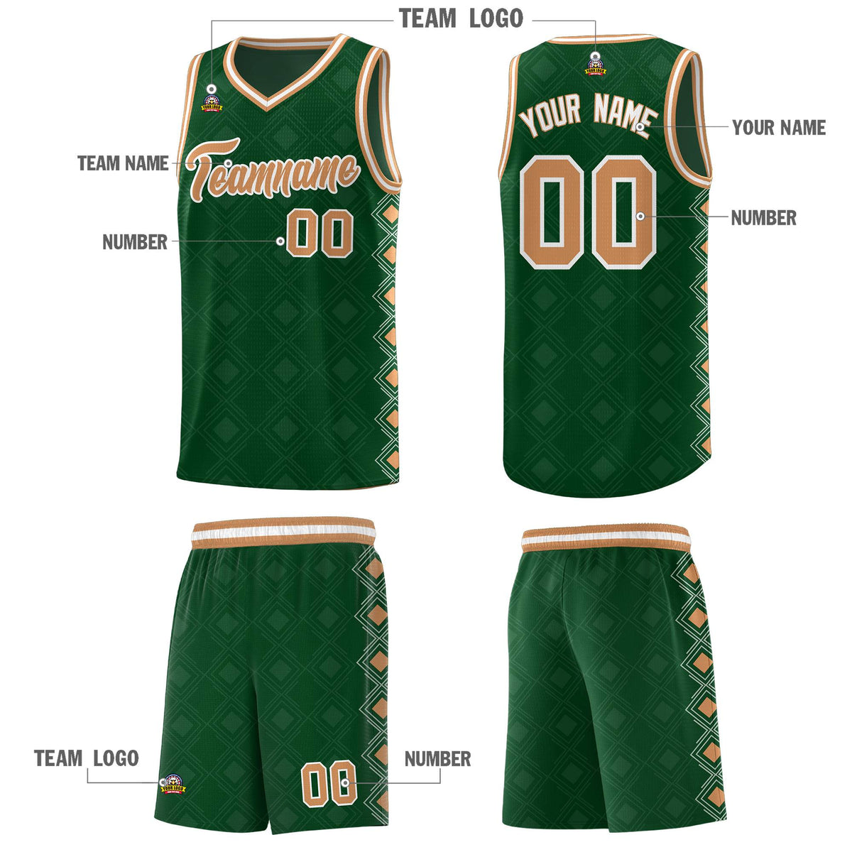 Custom Kelly Green Side Blocks Sports Uniform Basketball Jersey|KXKSHOP