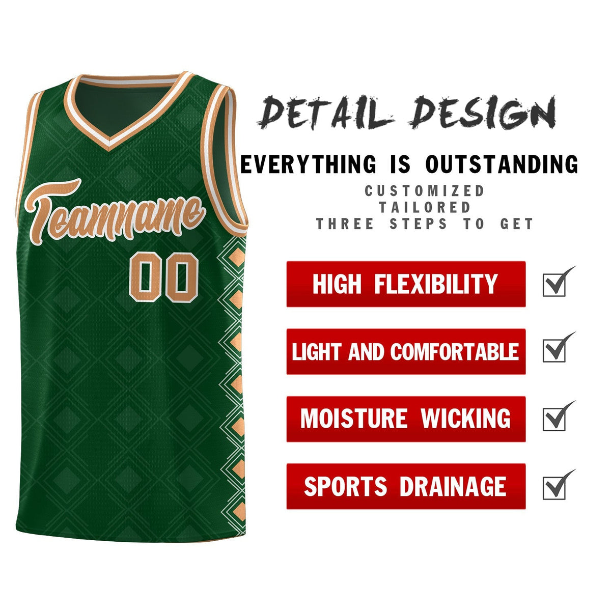 Custom Kelly Green Side Blocks Sports Uniform Basketball Jersey|KXKSHOP