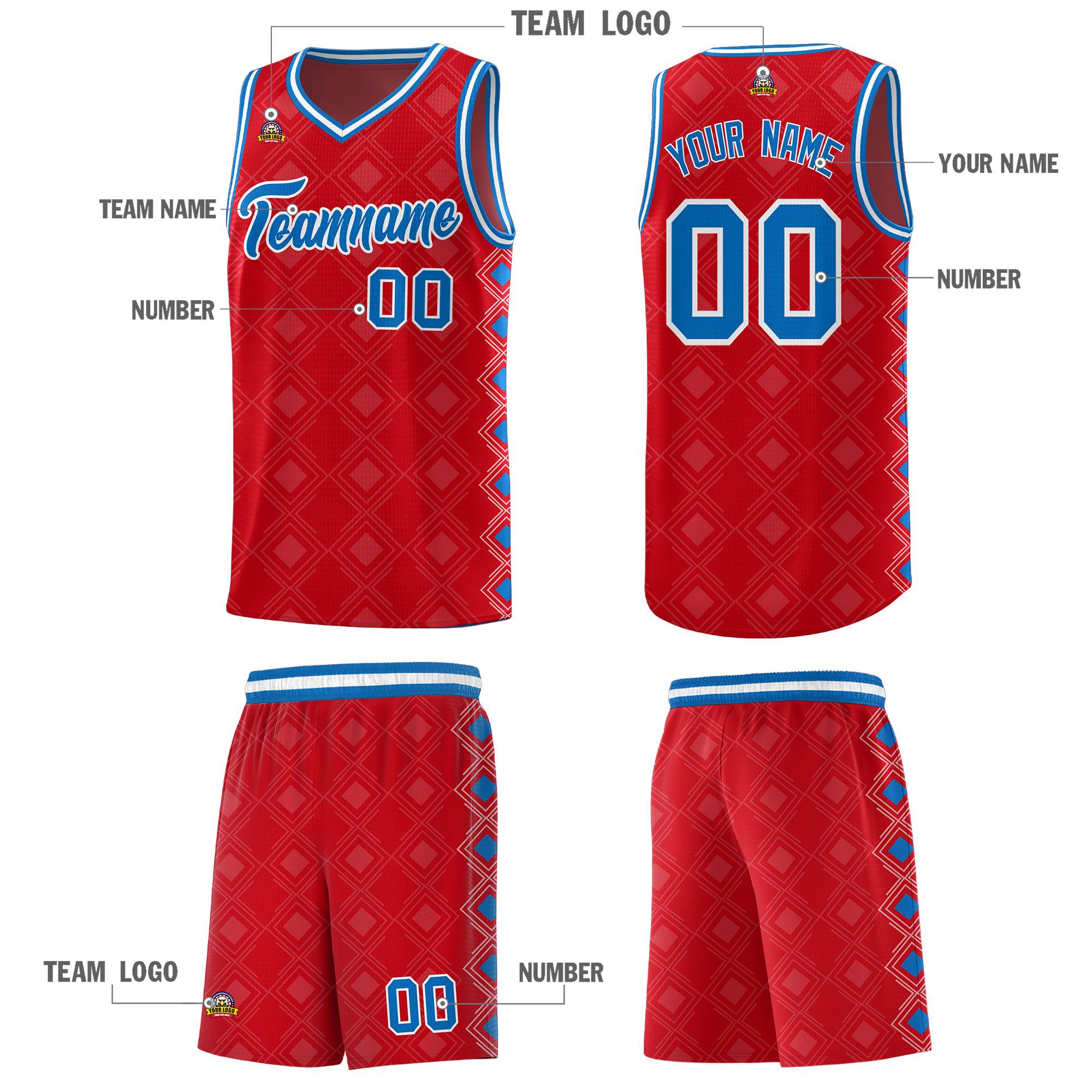 Custom Red Side Blocks Sports Uniform Basketball Jersey|KXKSHOP