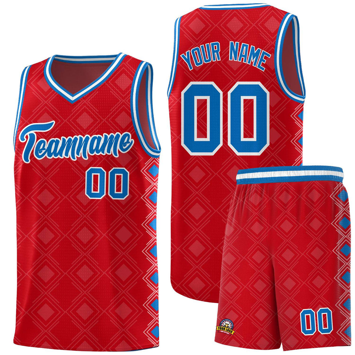 Custom Red Side Blocks Sports Uniform Basketball Jersey|KXKSHOP
