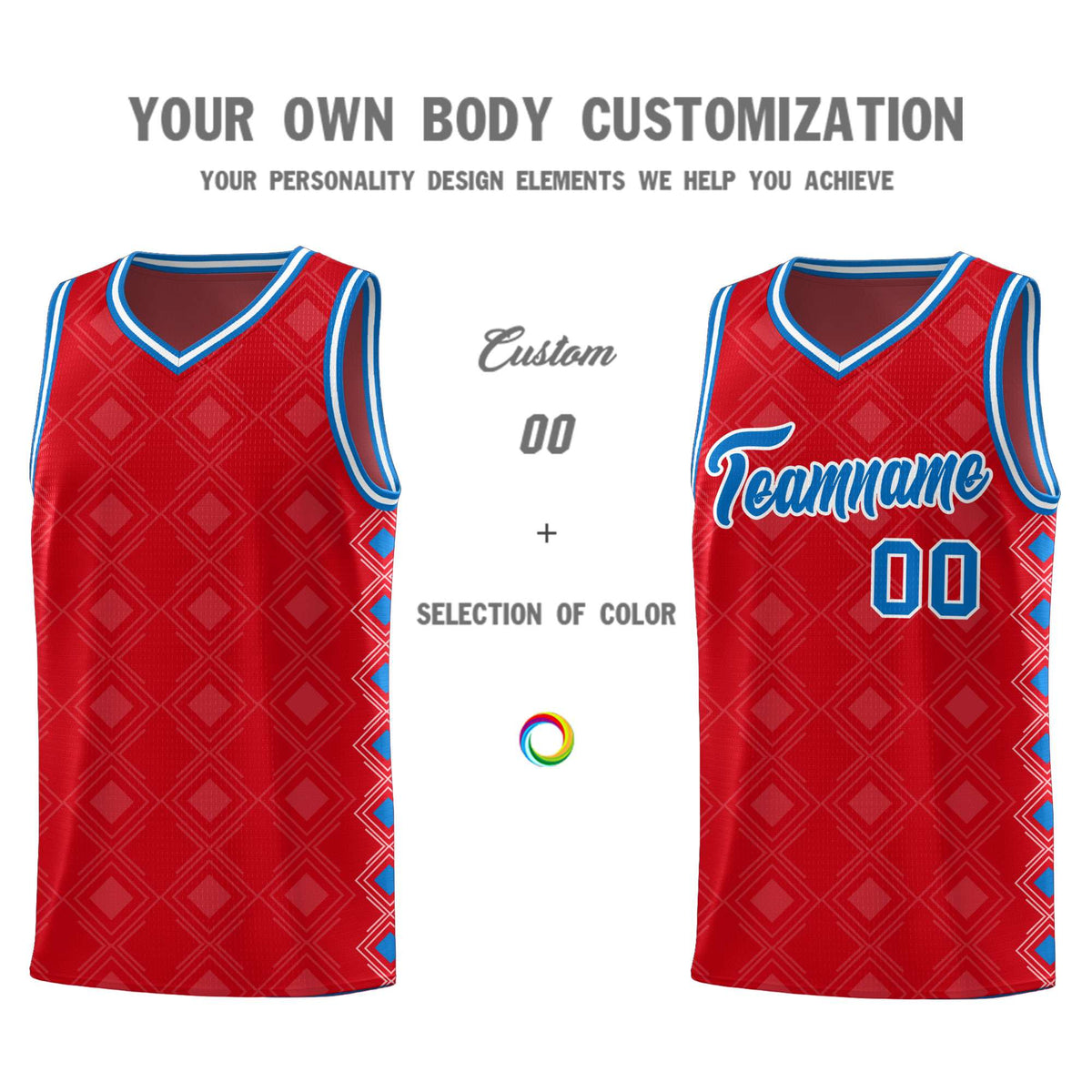 Custom Red Side Blocks Sports Uniform Basketball Jersey|KXKSHOP