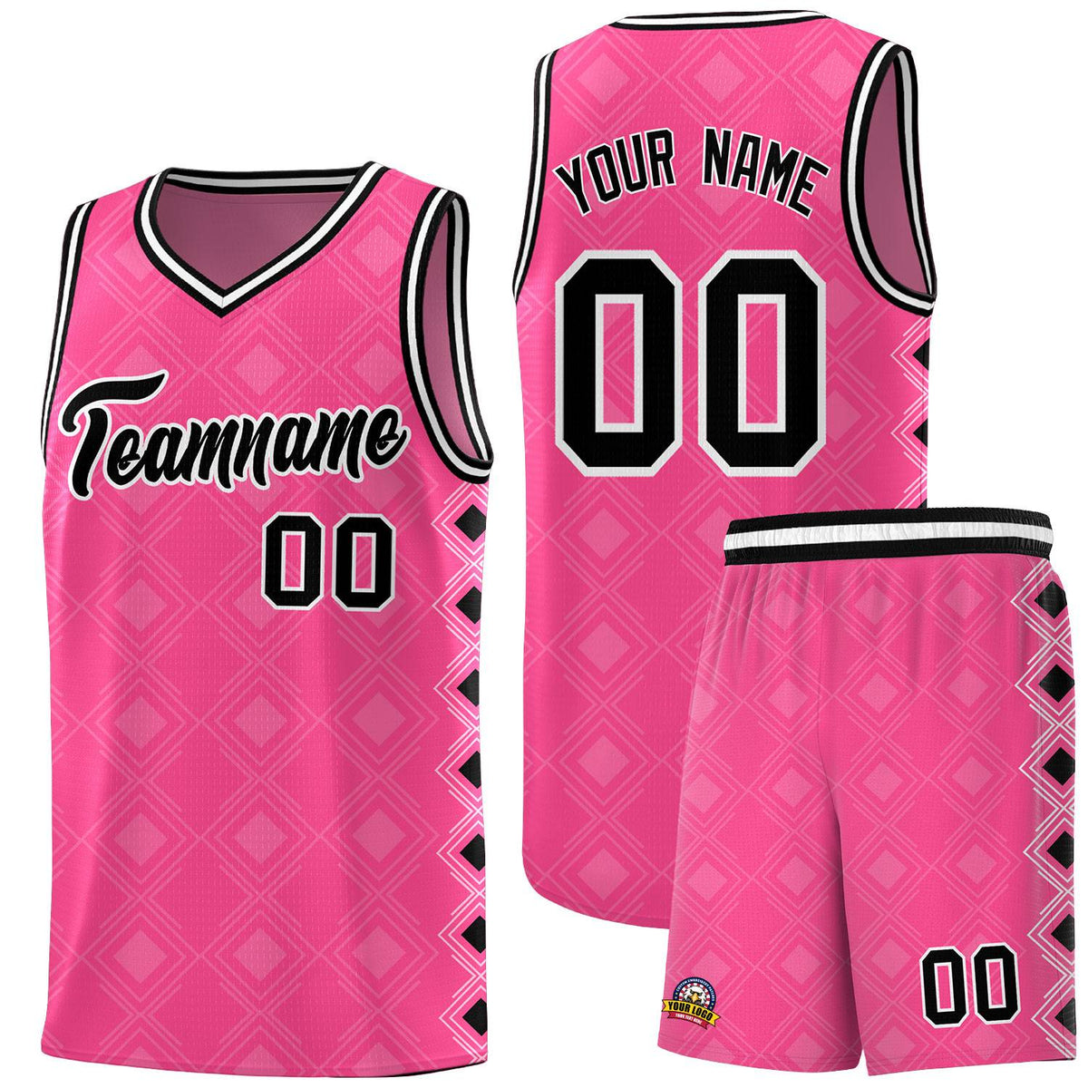 Custom Pink Side Blocks Sports Uniform Basketball Jersey|KXKSHOP
