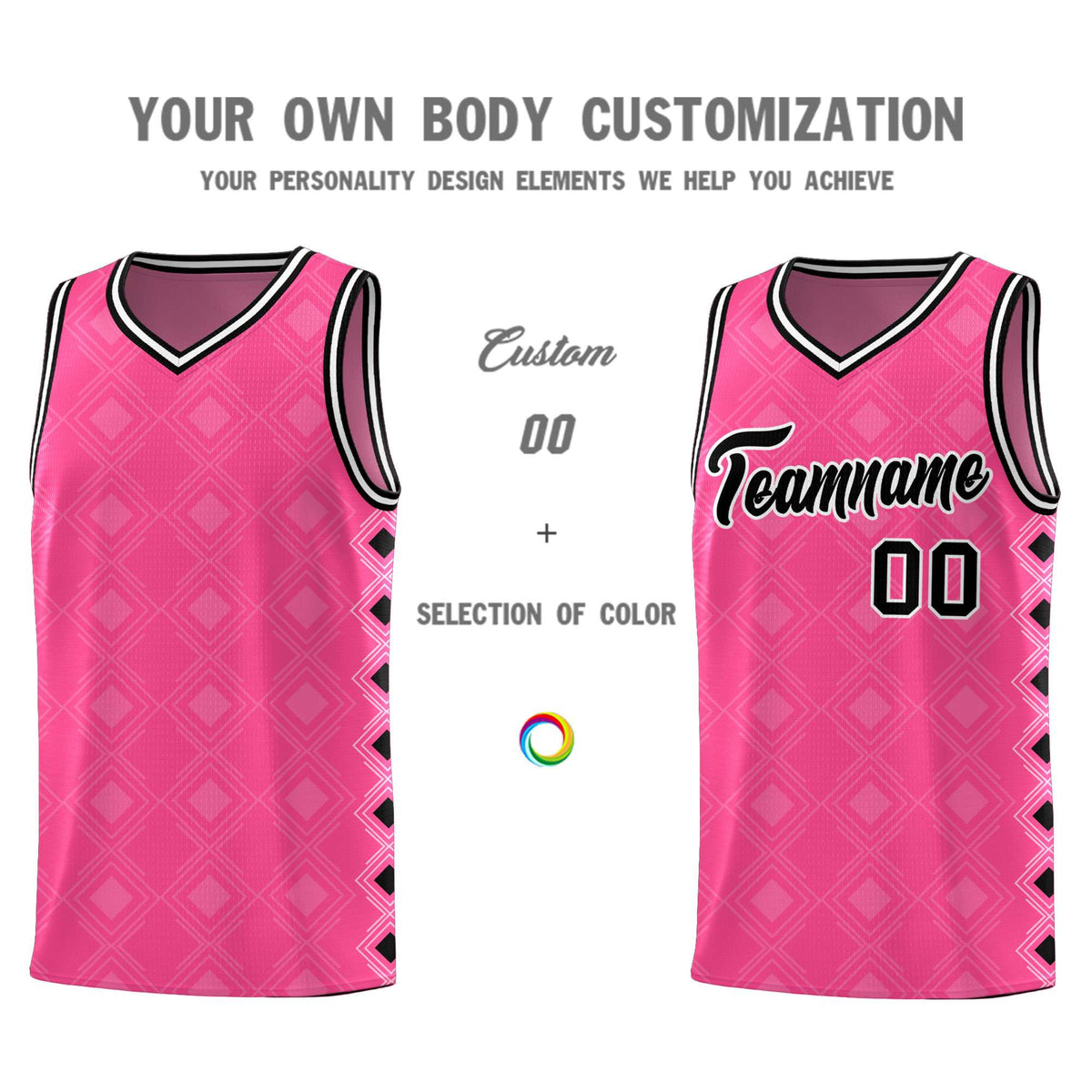 Custom Pink Side Blocks Sports Uniform Basketball Jersey|KXKSHOP