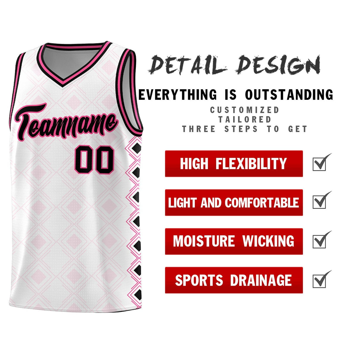 Custom White Side Blocks Sports Uniform Basketball Jersey|KXKSHOP