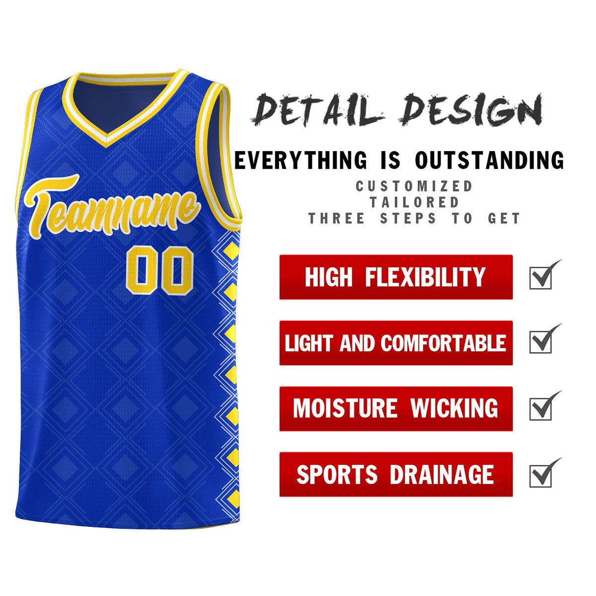 Custom Royal Side Blocks Sports Uniform Basketball Jersey|KXKSHOP