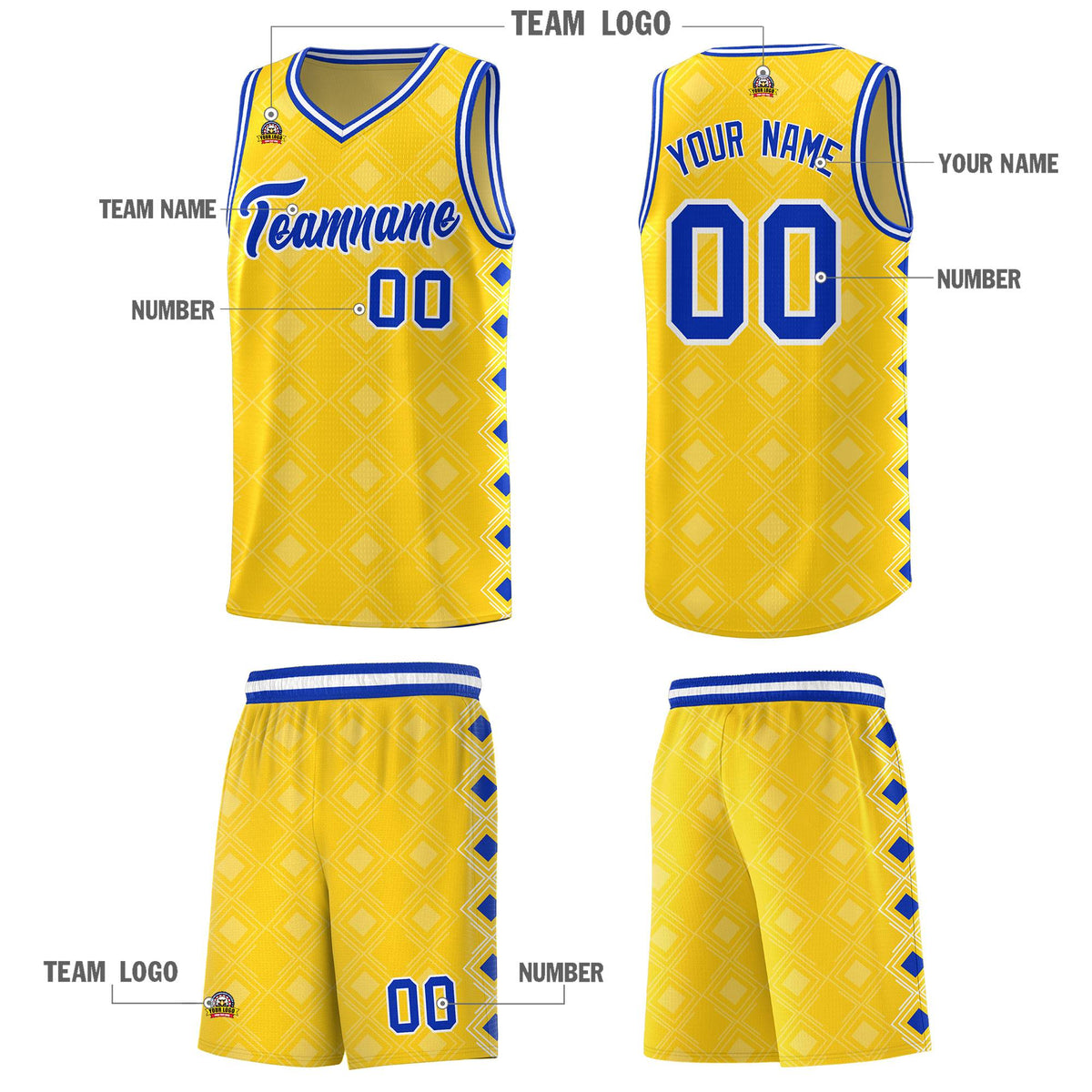 Custom Gold Side Blocks Sports Uniform Basketball Jersey|KXKSHOP