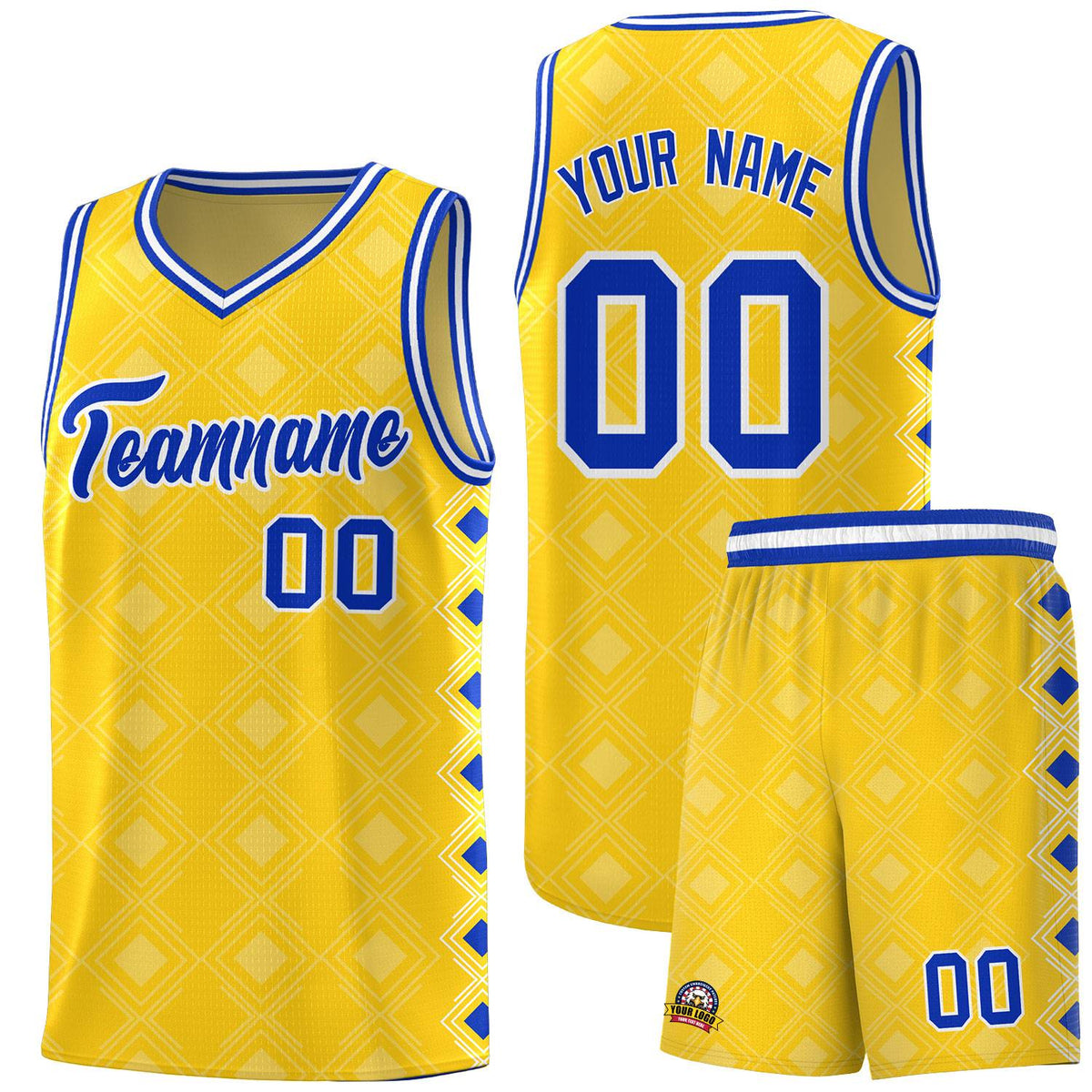 Custom Gold Side Blocks Sports Uniform Basketball Jersey|KXKSHOP