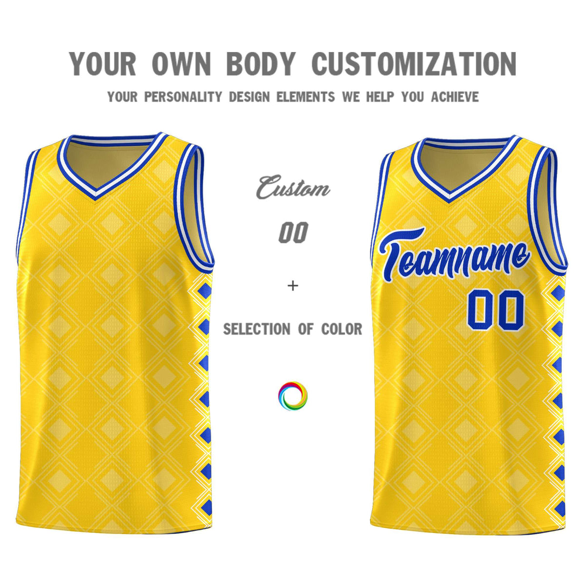 Custom Gold Side Blocks Sports Uniform Basketball Jersey|KXKSHOP