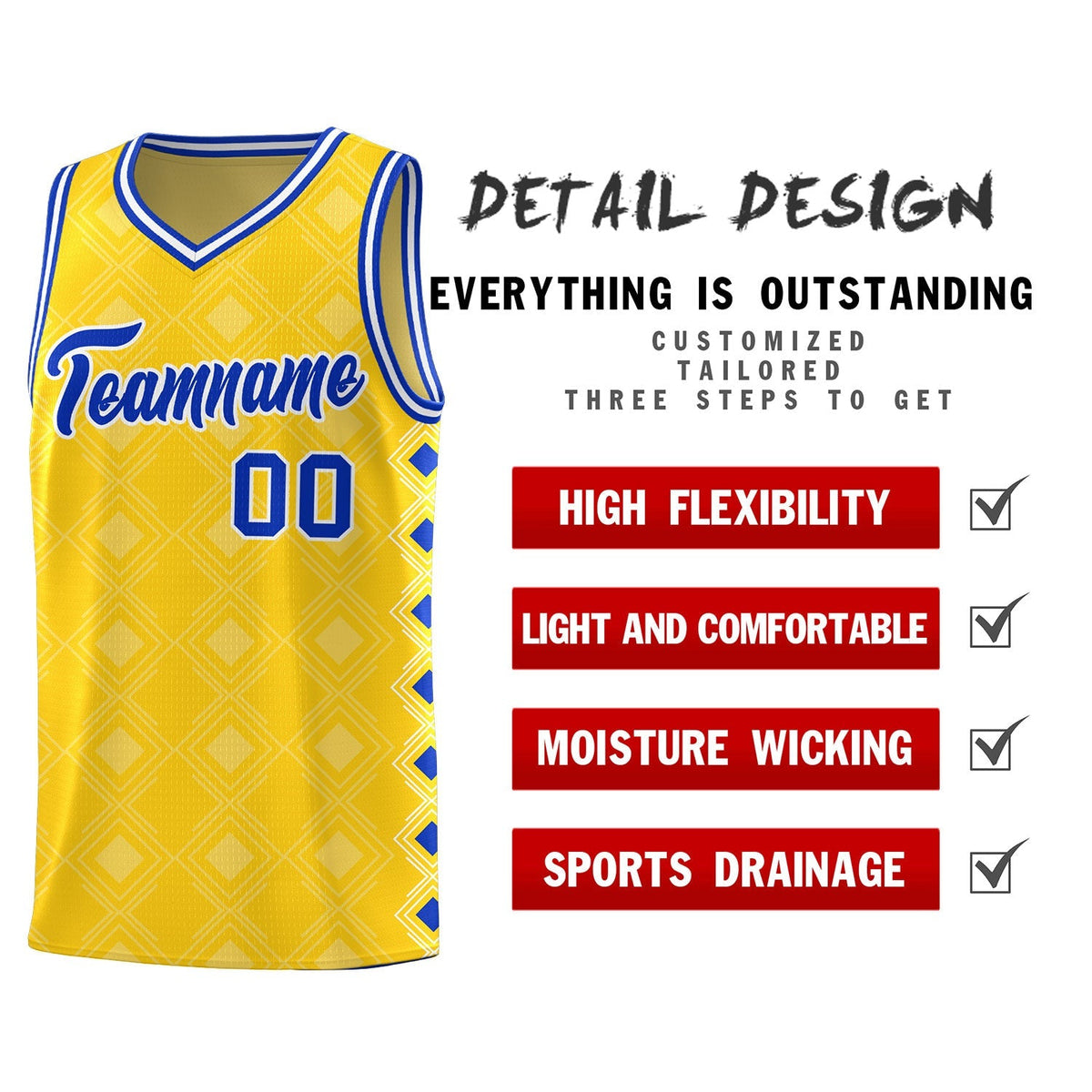 Custom Gold Side Blocks Sports Uniform Basketball Jersey|KXKSHOP