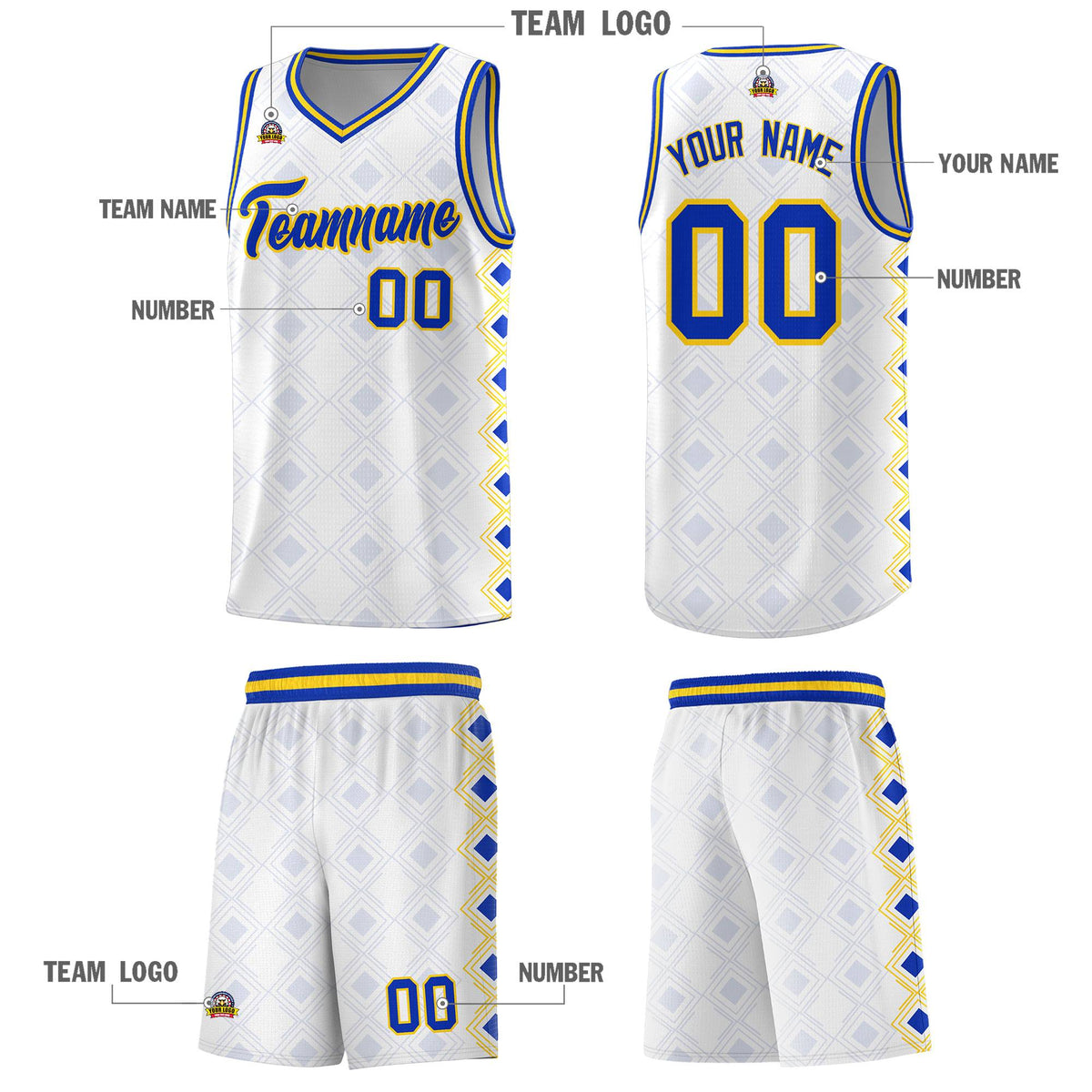 Custom White Side Blocks Sports Uniform Basketball Jersey|KXKSHOP