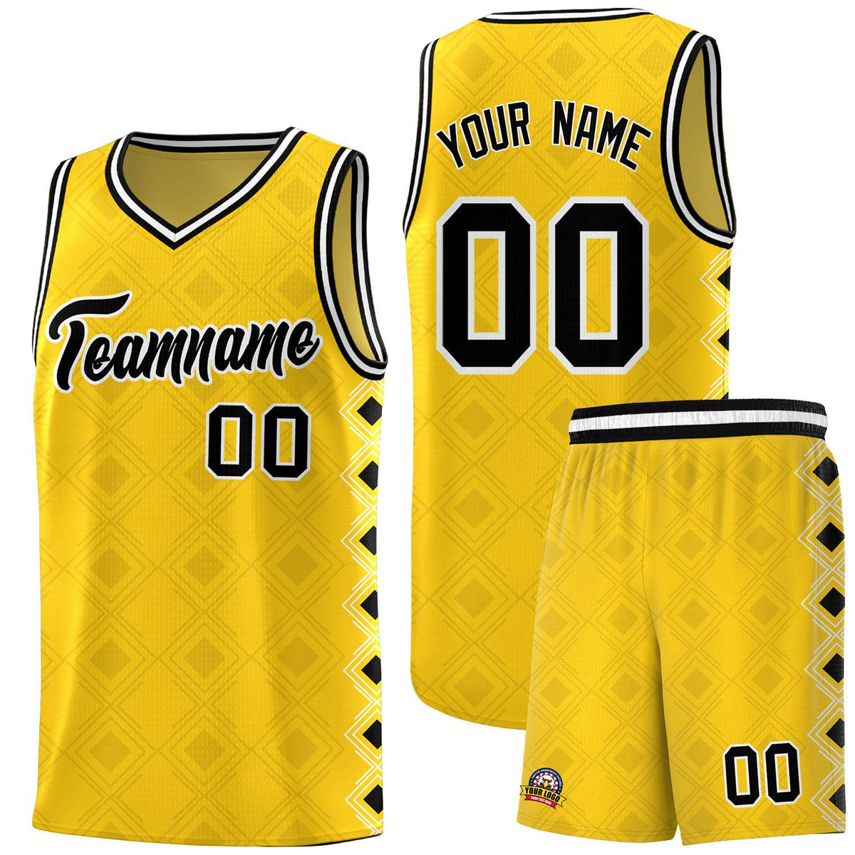 Custom Gold Side Blocks Sports Uniform Basketball Jersey|KXKSHOP