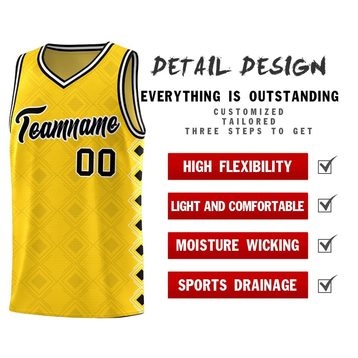 Custom Gold Side Blocks Sports Uniform Basketball Jersey|KXKSHOP