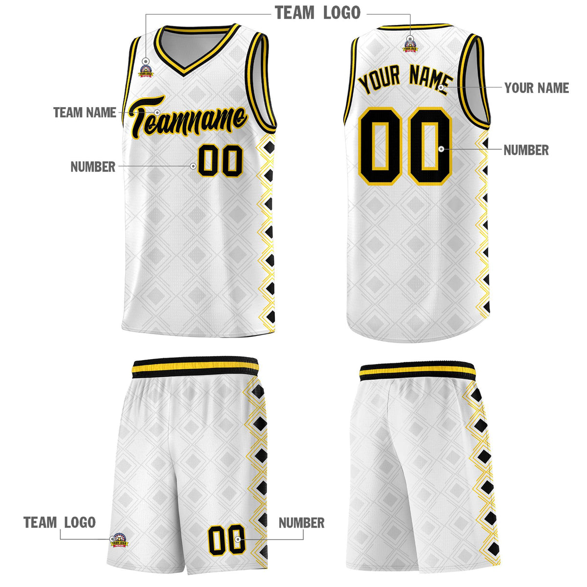 Custom White Side Blocks Sports Uniform Basketball Jersey|KXKSHOP