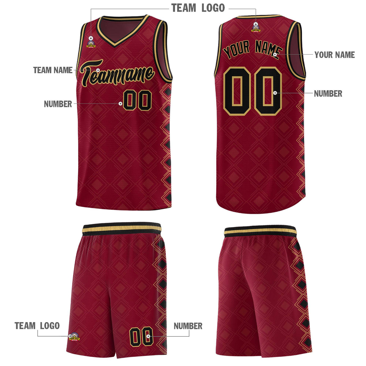 Custom Crimson Side Blocks Sports Uniform Basketball Jersey|KXKSHOP