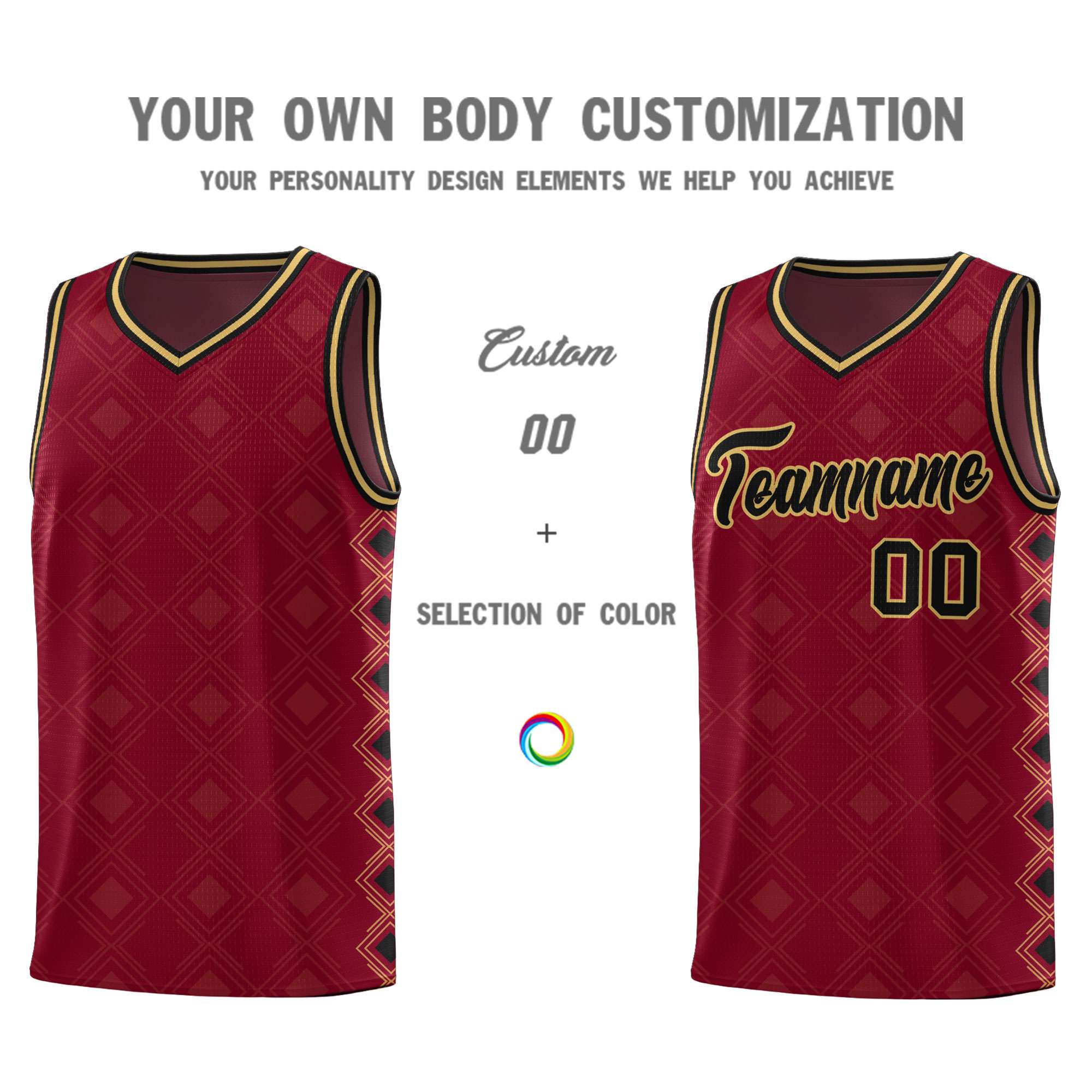 Custom Crimson Side Blocks Sports Uniform Basketball Jersey|KXKSHOP