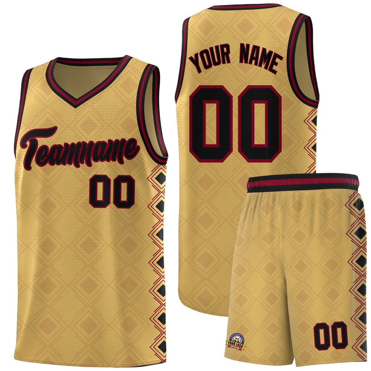 Custom Old Gold Side Blocks Sports Uniform Basketball Jersey|KXKSHOP