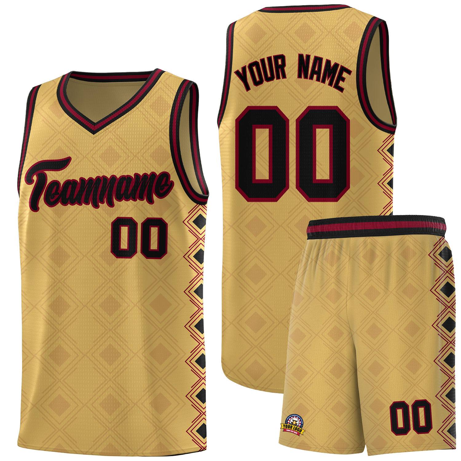 Custom Old Gold Side Blocks Sports Uniform Basketball Jersey|KXKSHOP