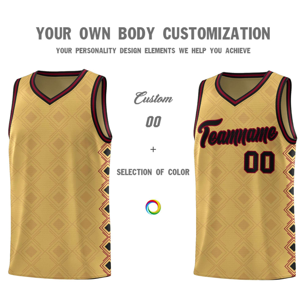 Custom Old Gold Side Blocks Sports Uniform Basketball Jersey|KXKSHOP