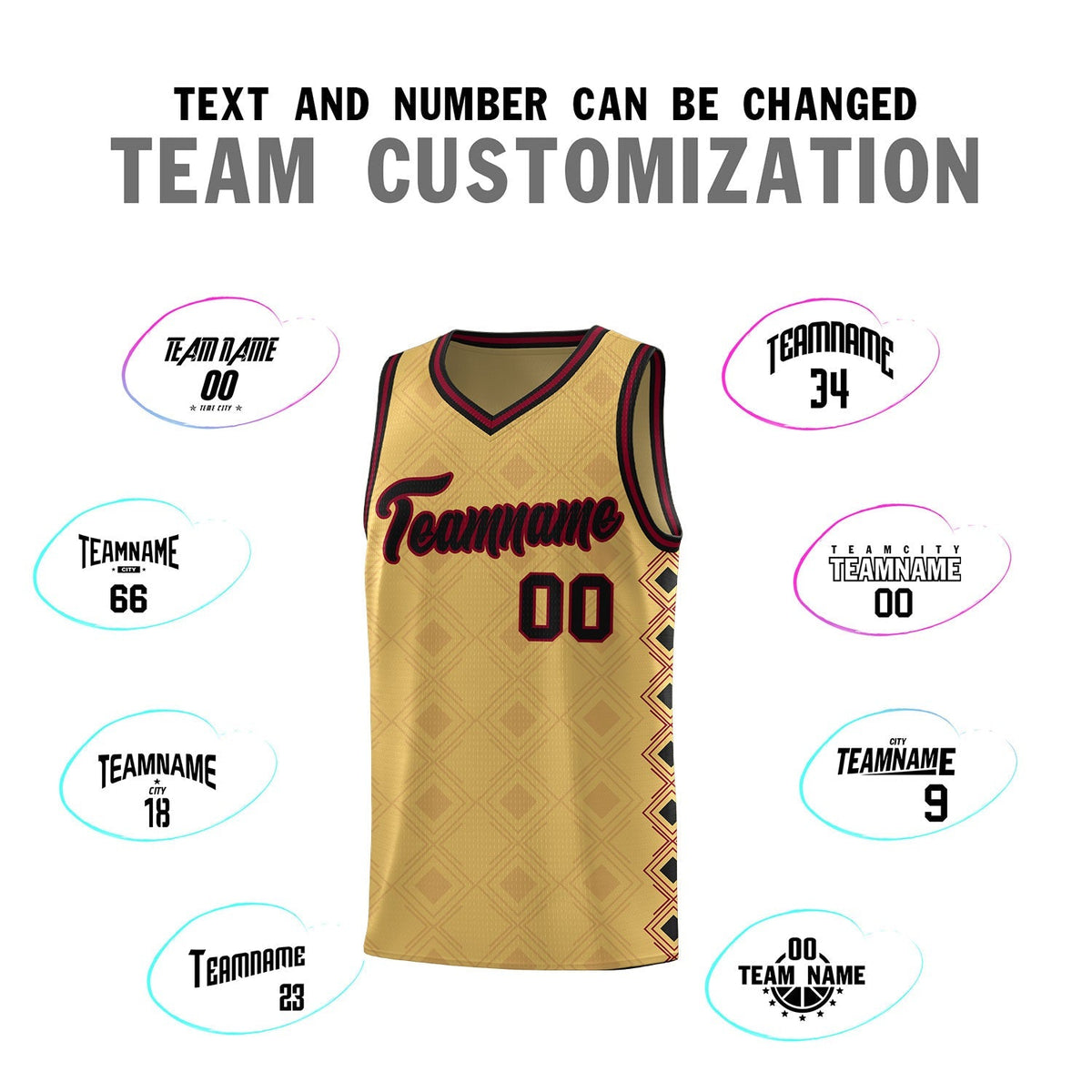 Custom Old Gold Side Blocks Sports Uniform Basketball Jersey|KXKSHOP