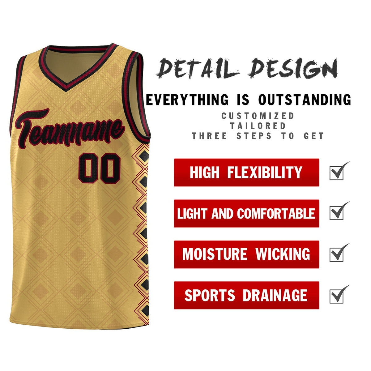 Custom Old Gold Side Blocks Sports Uniform Basketball Jersey|KXKSHOP