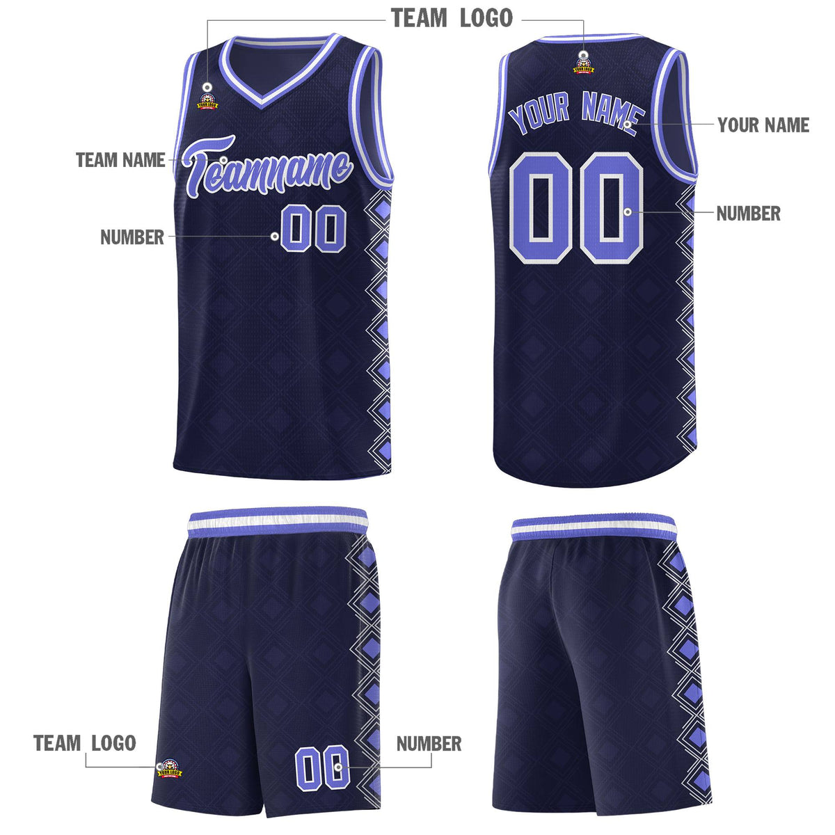 Custom Navy Side Blocks Sports Uniform Basketball Jersey|KXKSHOP
