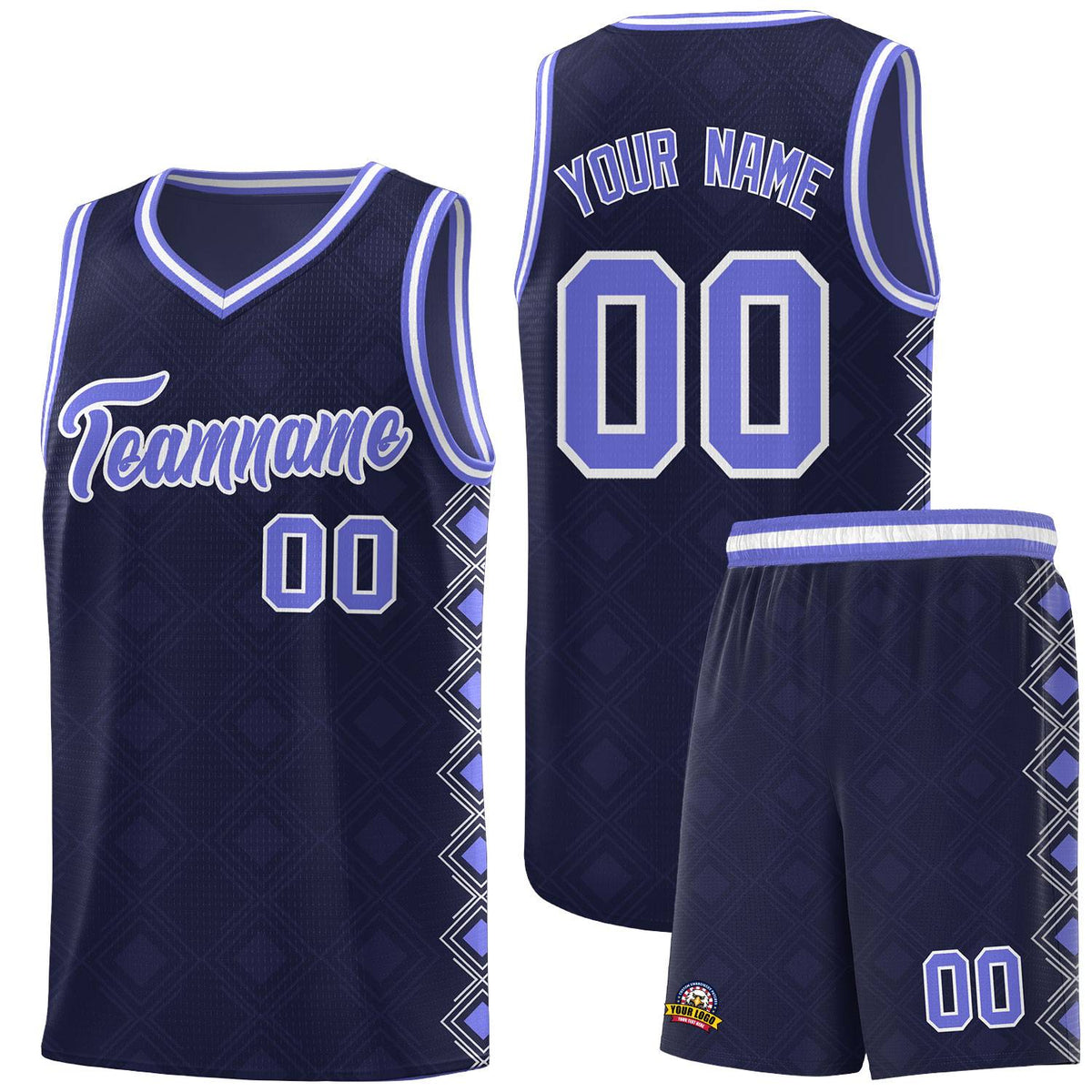 Custom Navy Side Blocks Sports Uniform Basketball Jersey|KXKSHOP