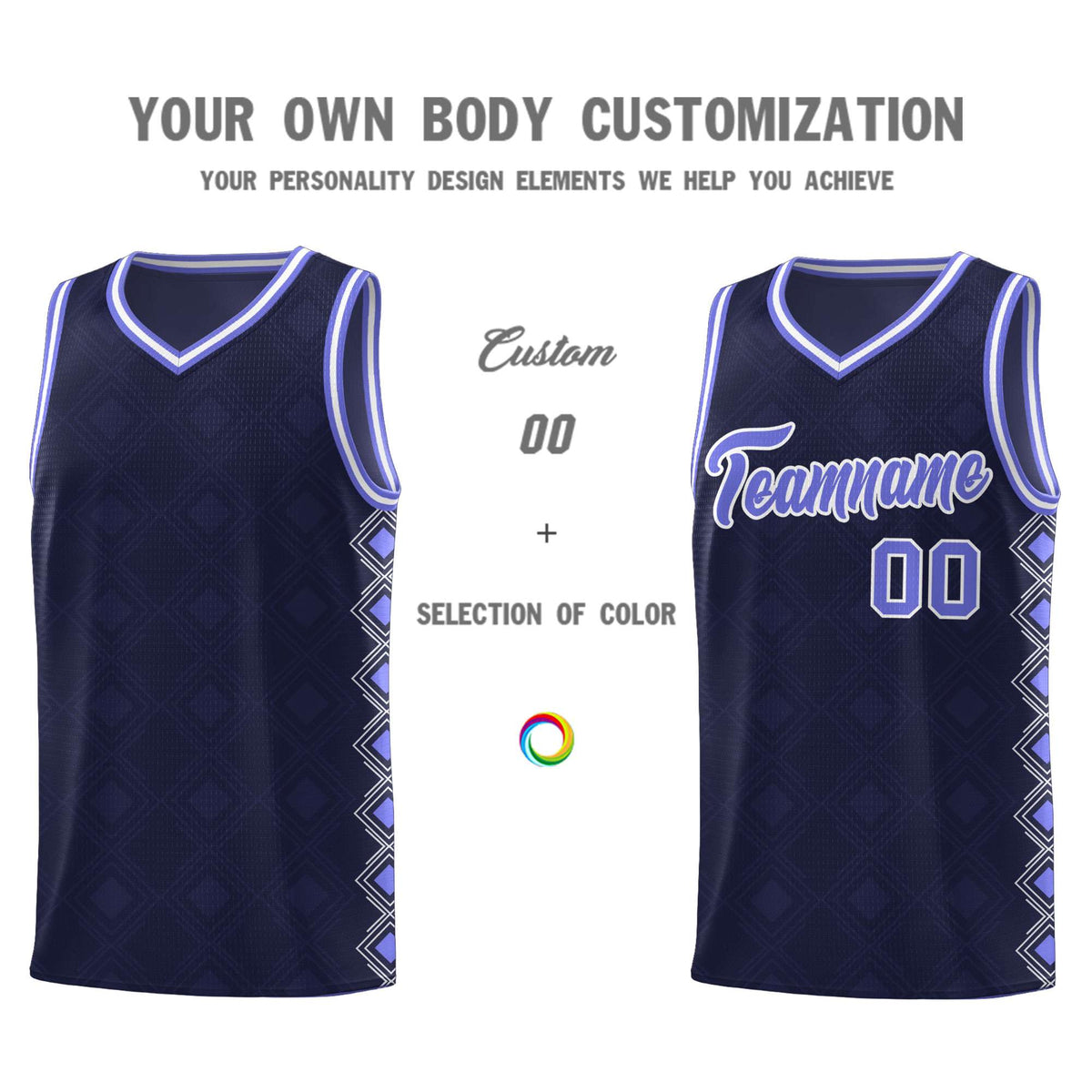 Custom Navy Side Blocks Sports Uniform Basketball Jersey|KXKSHOP