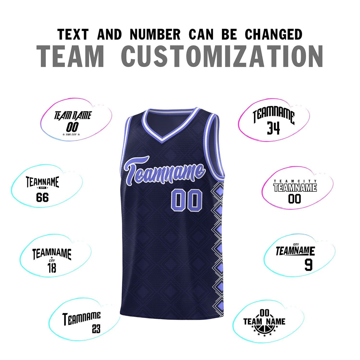 Custom Navy Side Blocks Sports Uniform Basketball Jersey|KXKSHOP