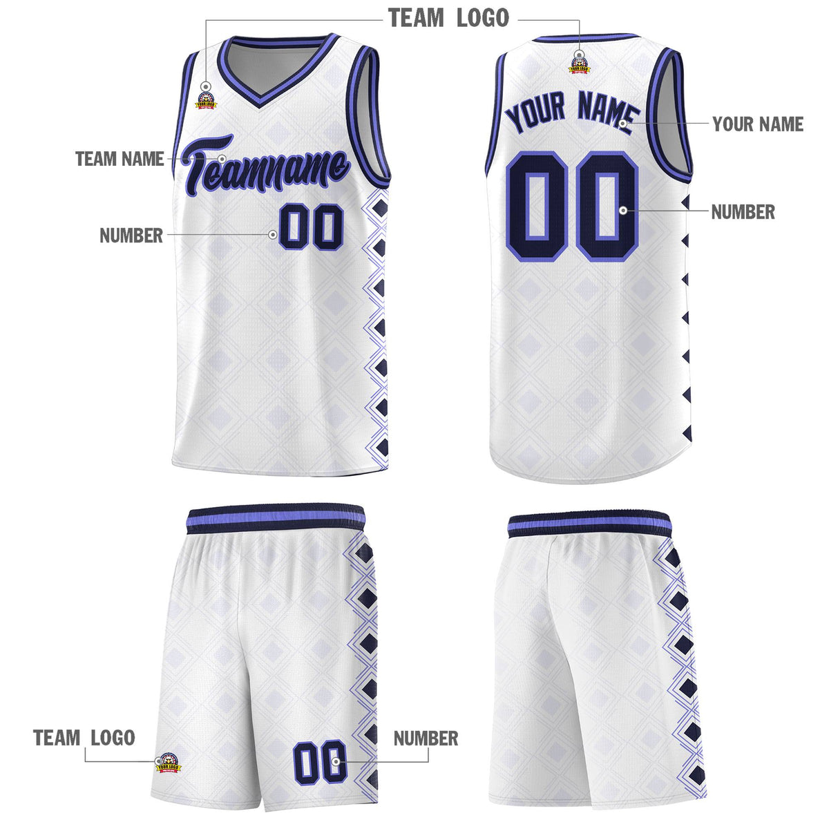Custom White Side Blocks Sports Uniform Basketball Jersey|KXKSHOP