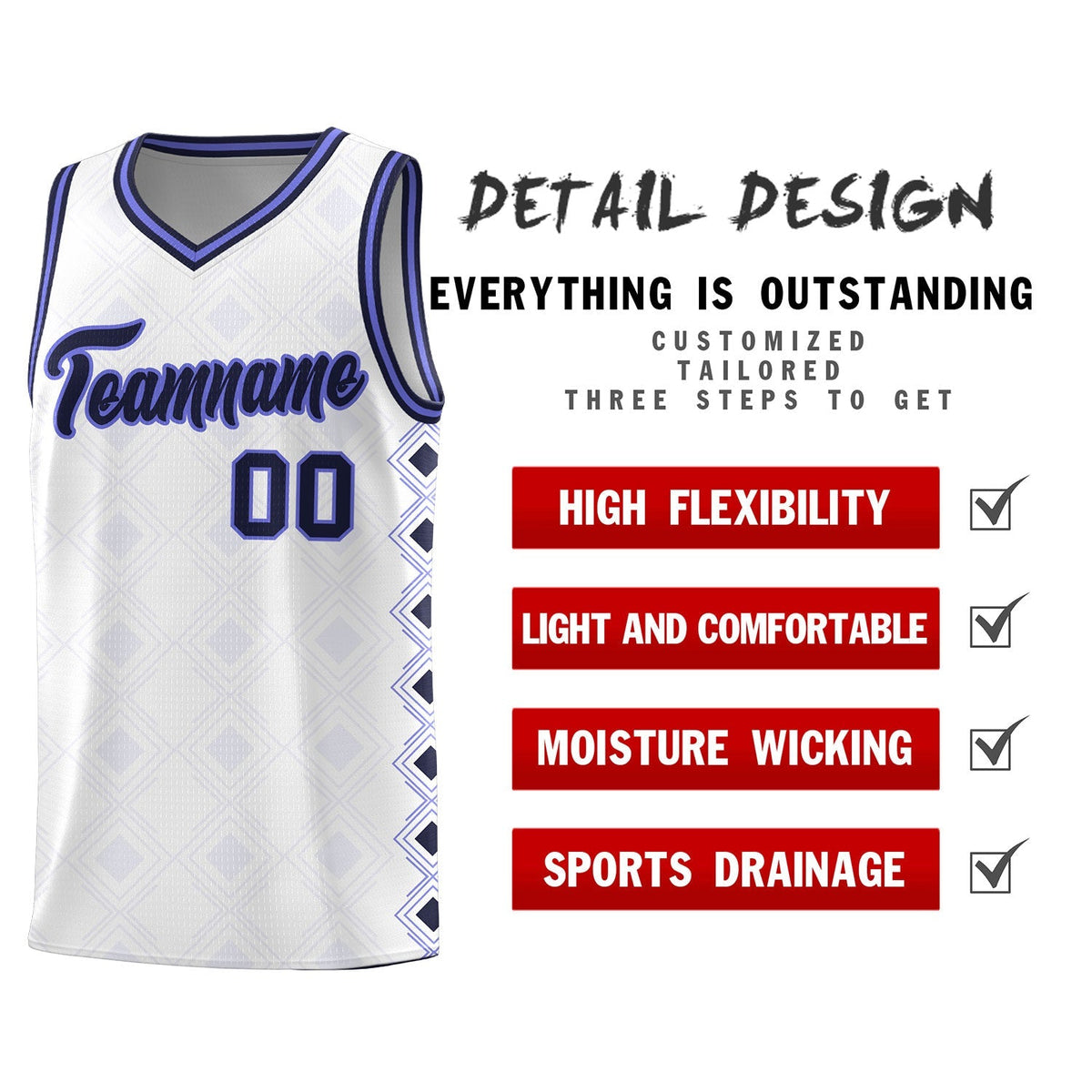 Custom White Side Blocks Sports Uniform Basketball Jersey|KXKSHOP
