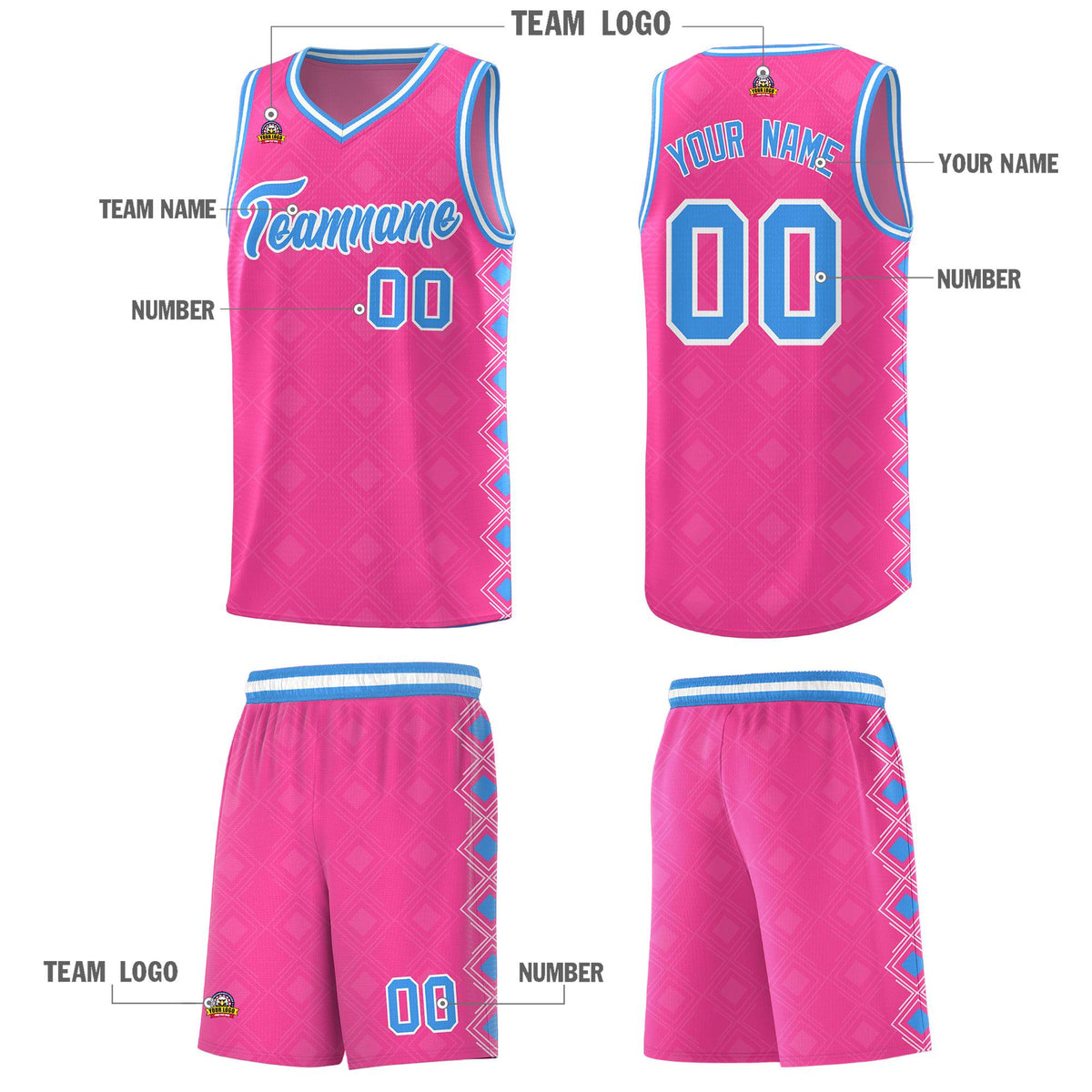 Custom Pink Side Blocks Sports Uniform Basketball Jersey|KXKSHOP
