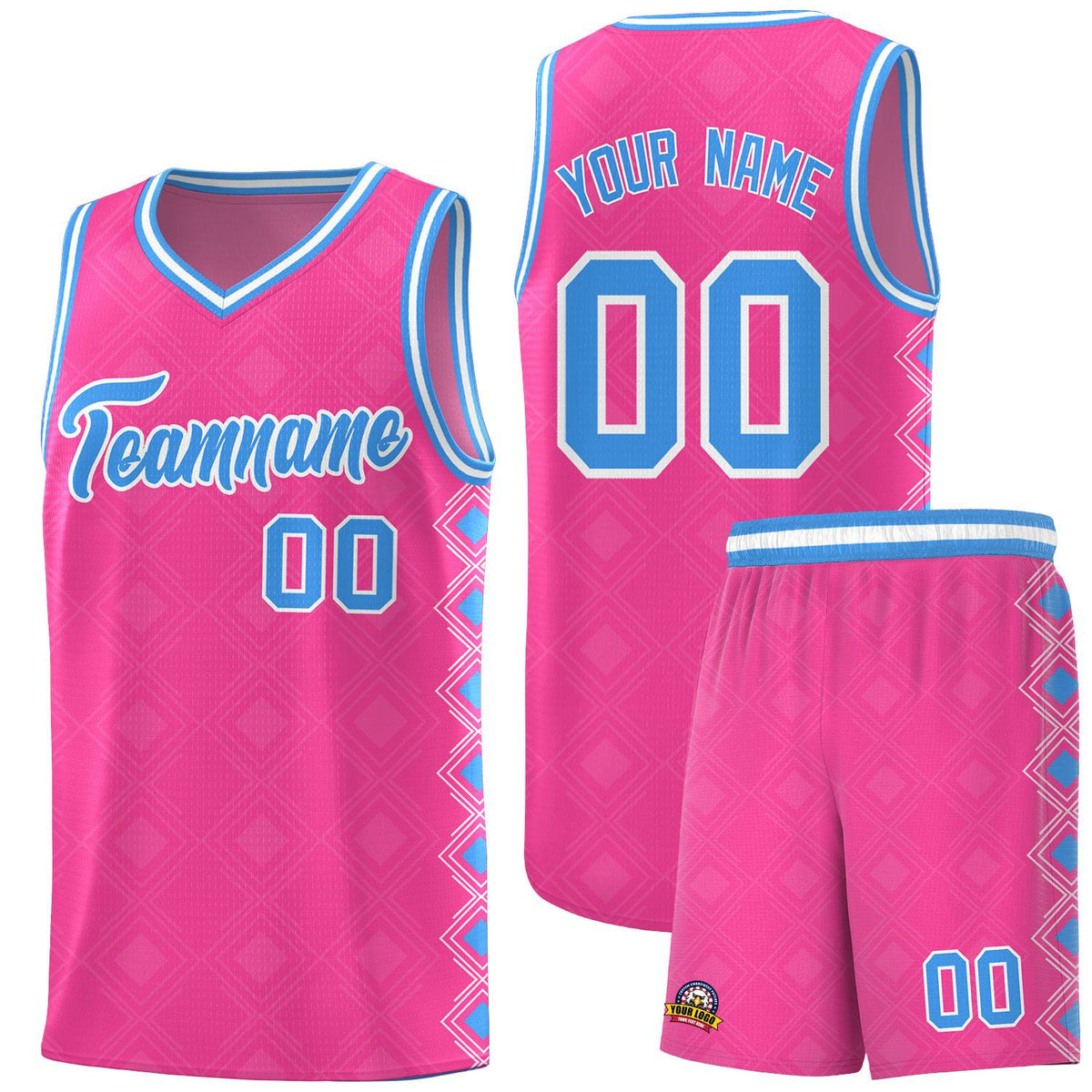 Custom Pink Side Blocks Sports Uniform Basketball Jersey|KXKSHOP