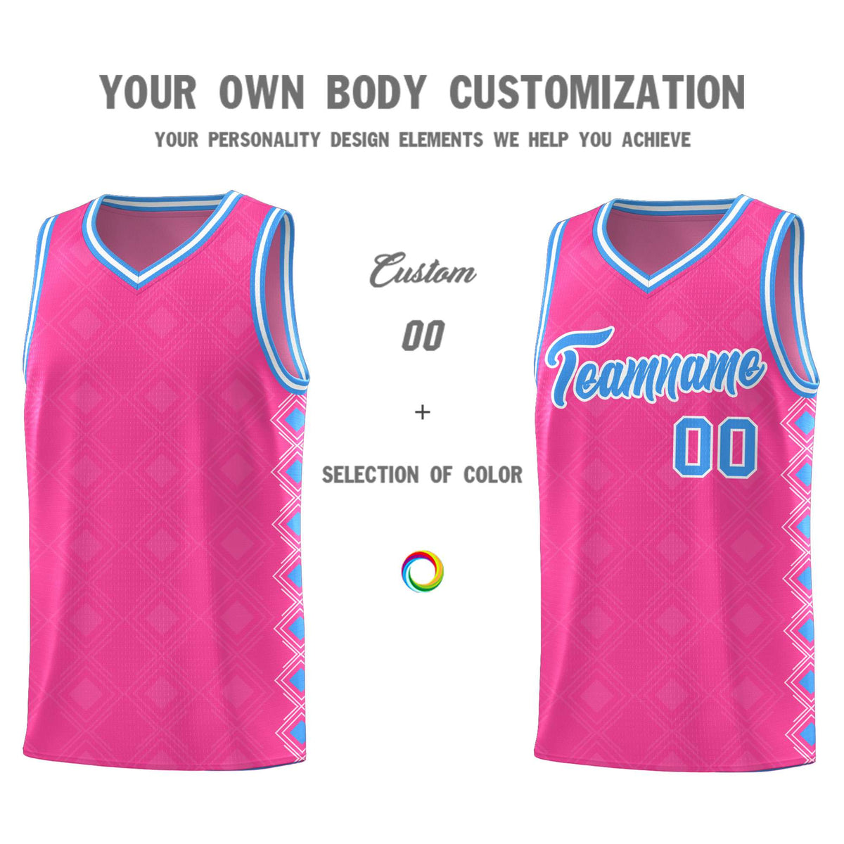 Custom Pink Side Blocks Sports Uniform Basketball Jersey|KXKSHOP
